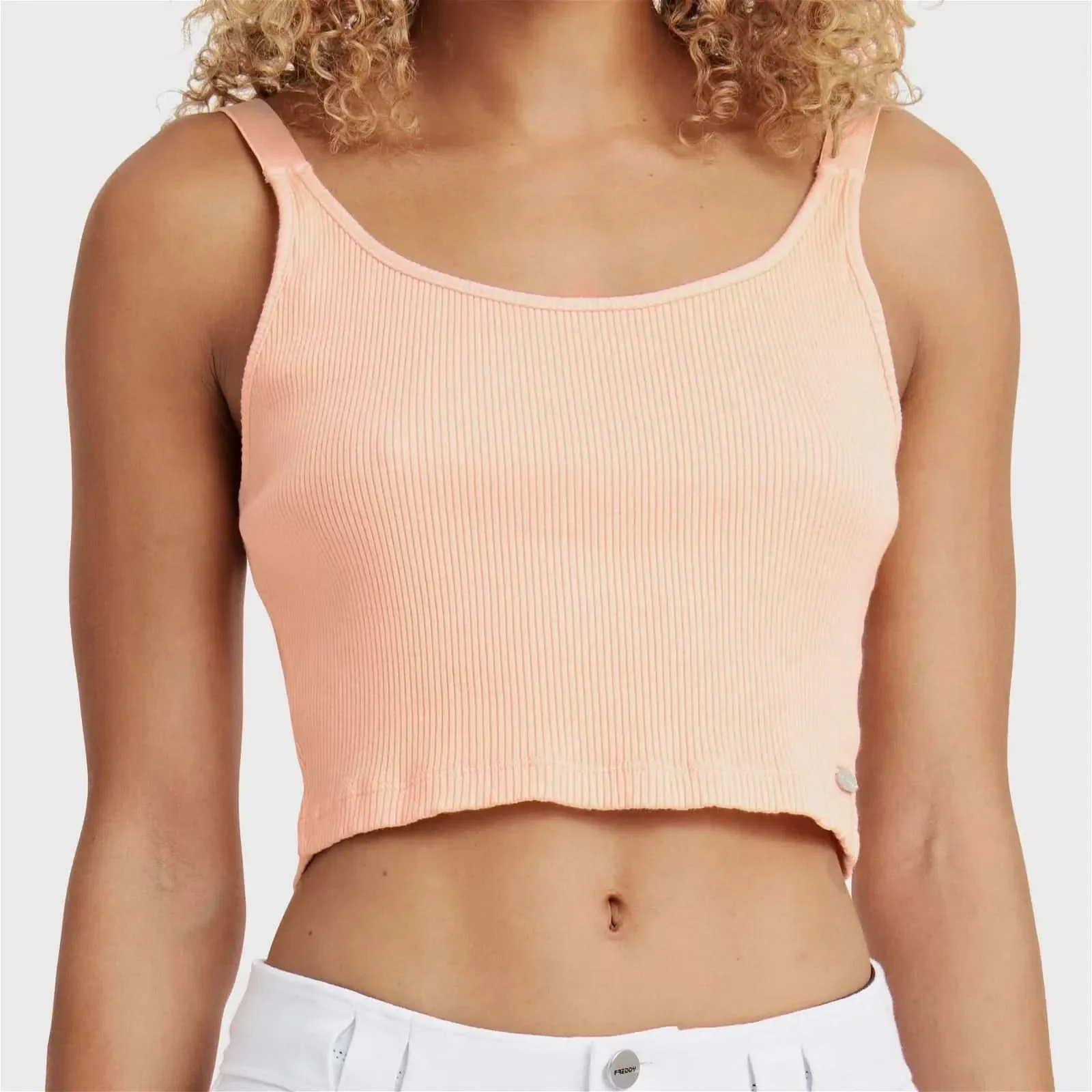 Cotton Ribbed Cami - Peach - Image 6