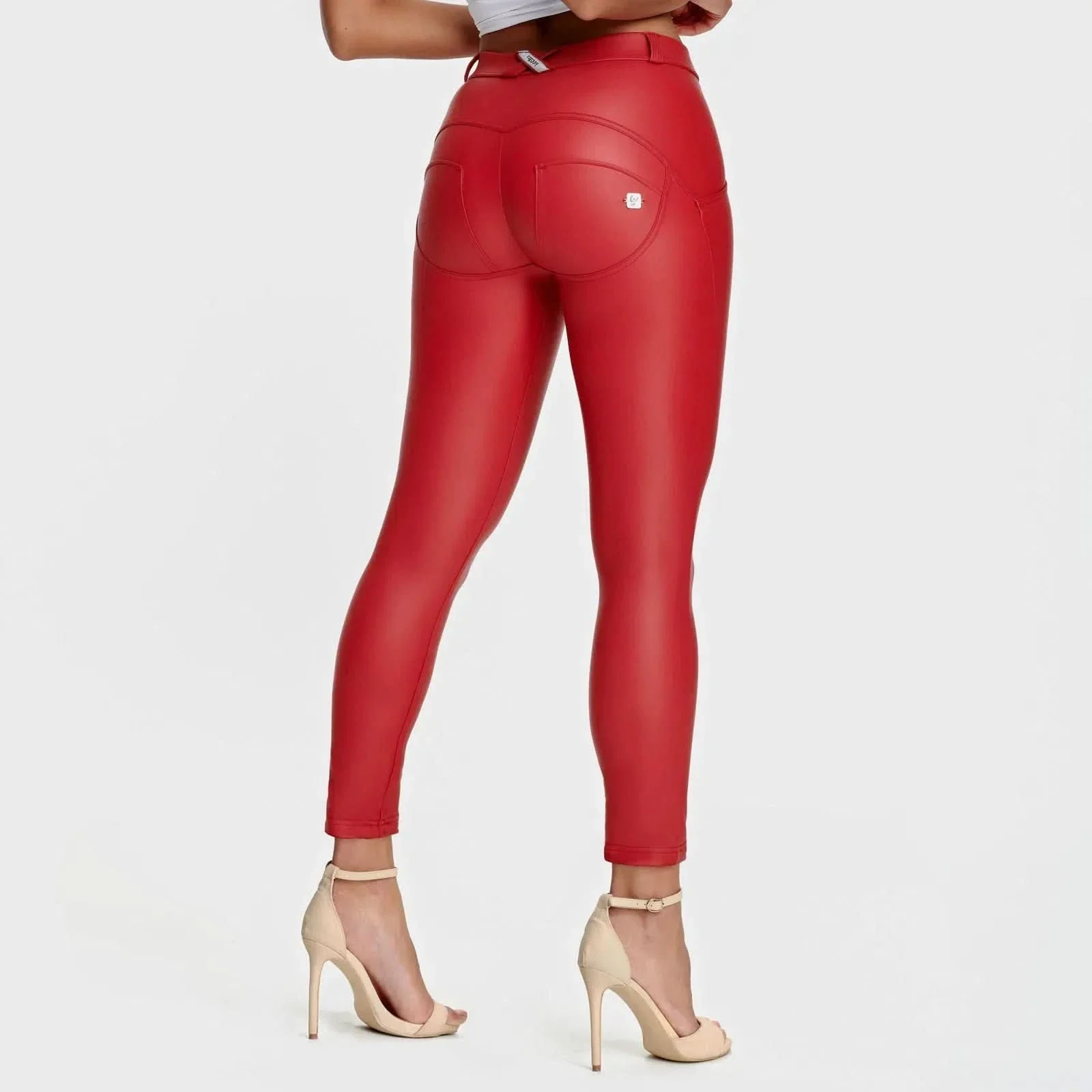 WRUP Faux Leather - Mid Rise - Ankle Length - Red - Image 4