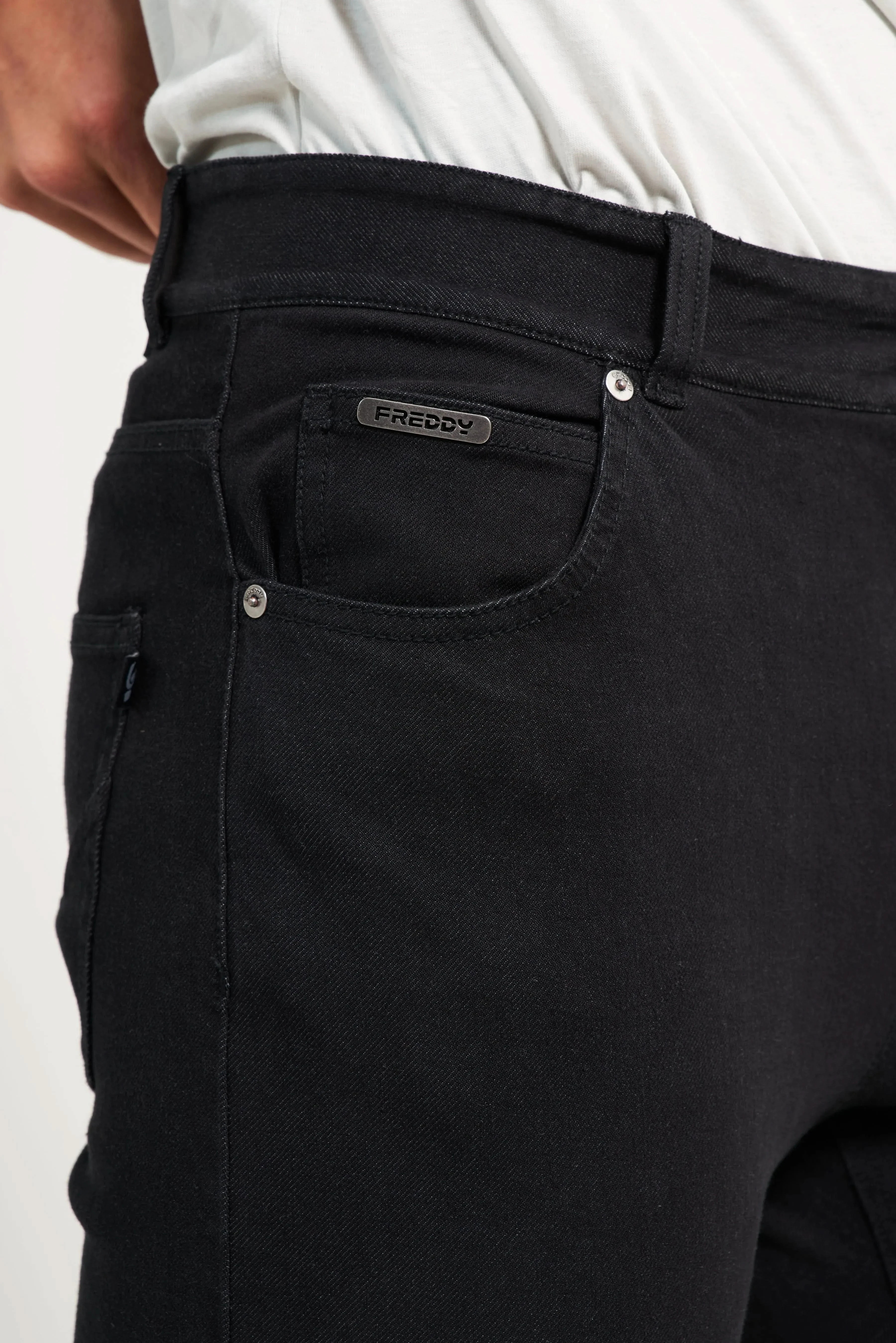 Freddy Men’s Jeans - Jet Black with Black Stitching - Image 5