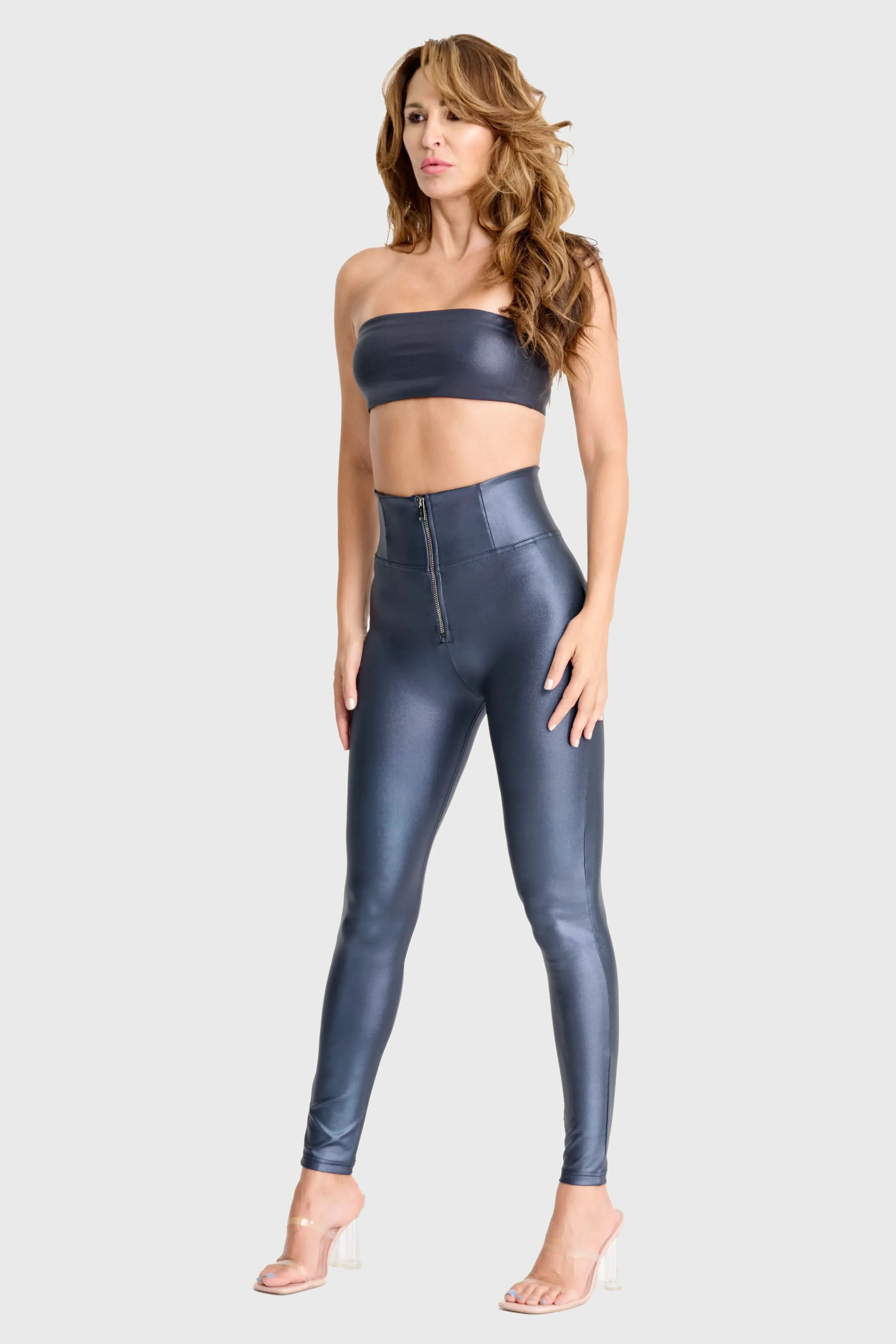 Metallic Strapless Bandeau - Deep Blue - Image 4