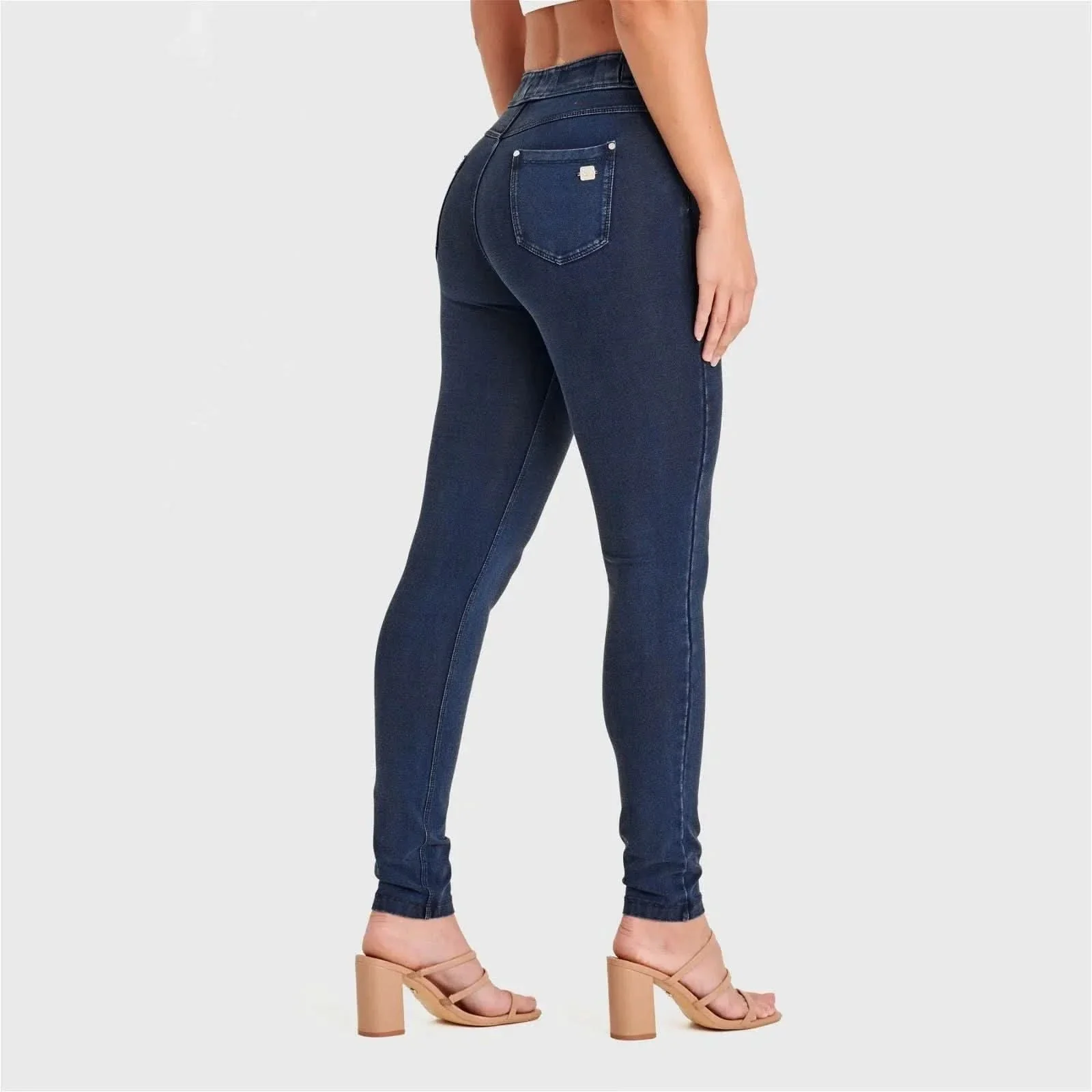 N.O.W® Denim - High Waisted - Full Length - Dark Blue + Blue Stitching - Image 2