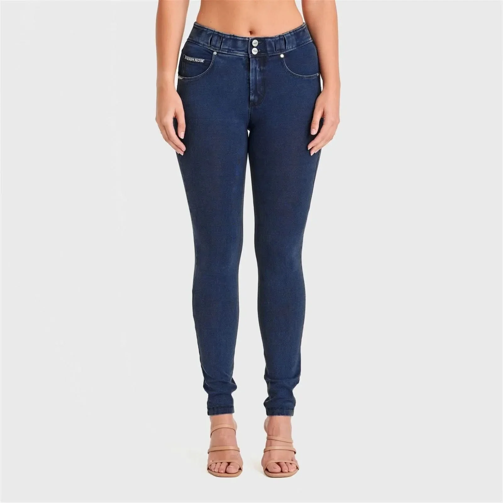N.O.W® Denim - High Waisted - Full Length - Dark Blue + Blue Stitching - Image 5