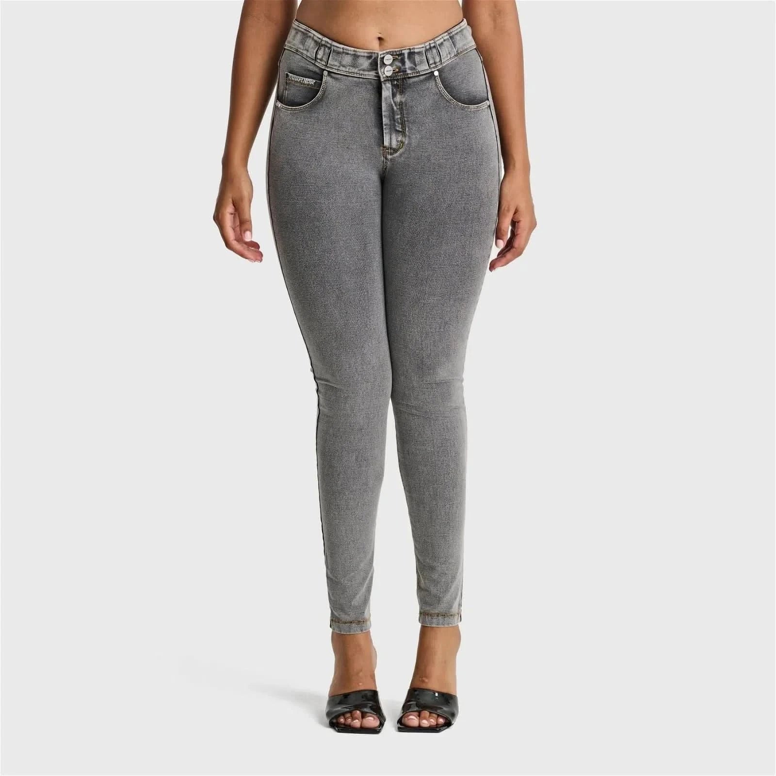 N.O.W® Denim - High Waisted - Full Length - Grey + Yellow Stitching - Image 6