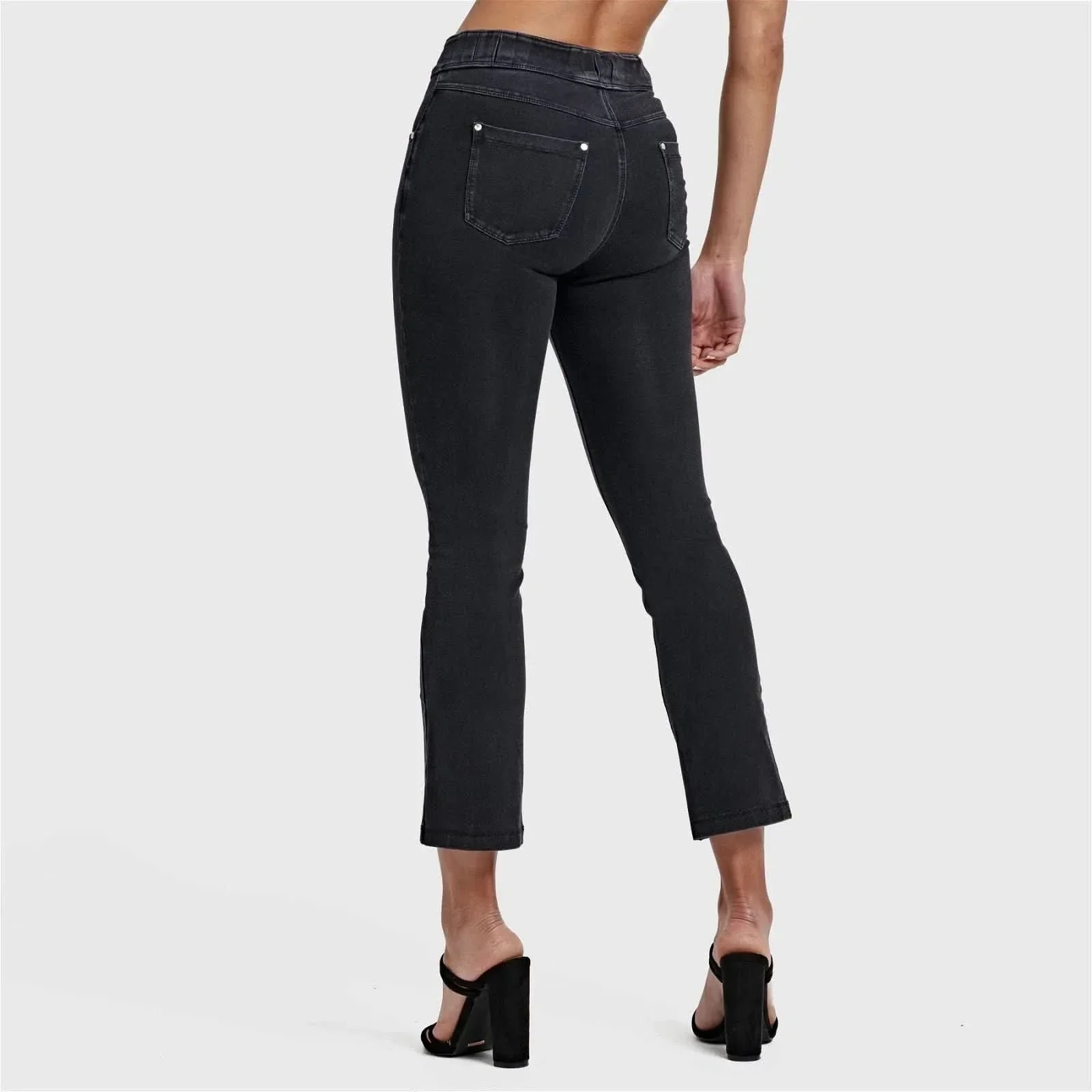N.O.W® Denim - High Waisted - Kick Flare - Black + Black Stitching - Image 6