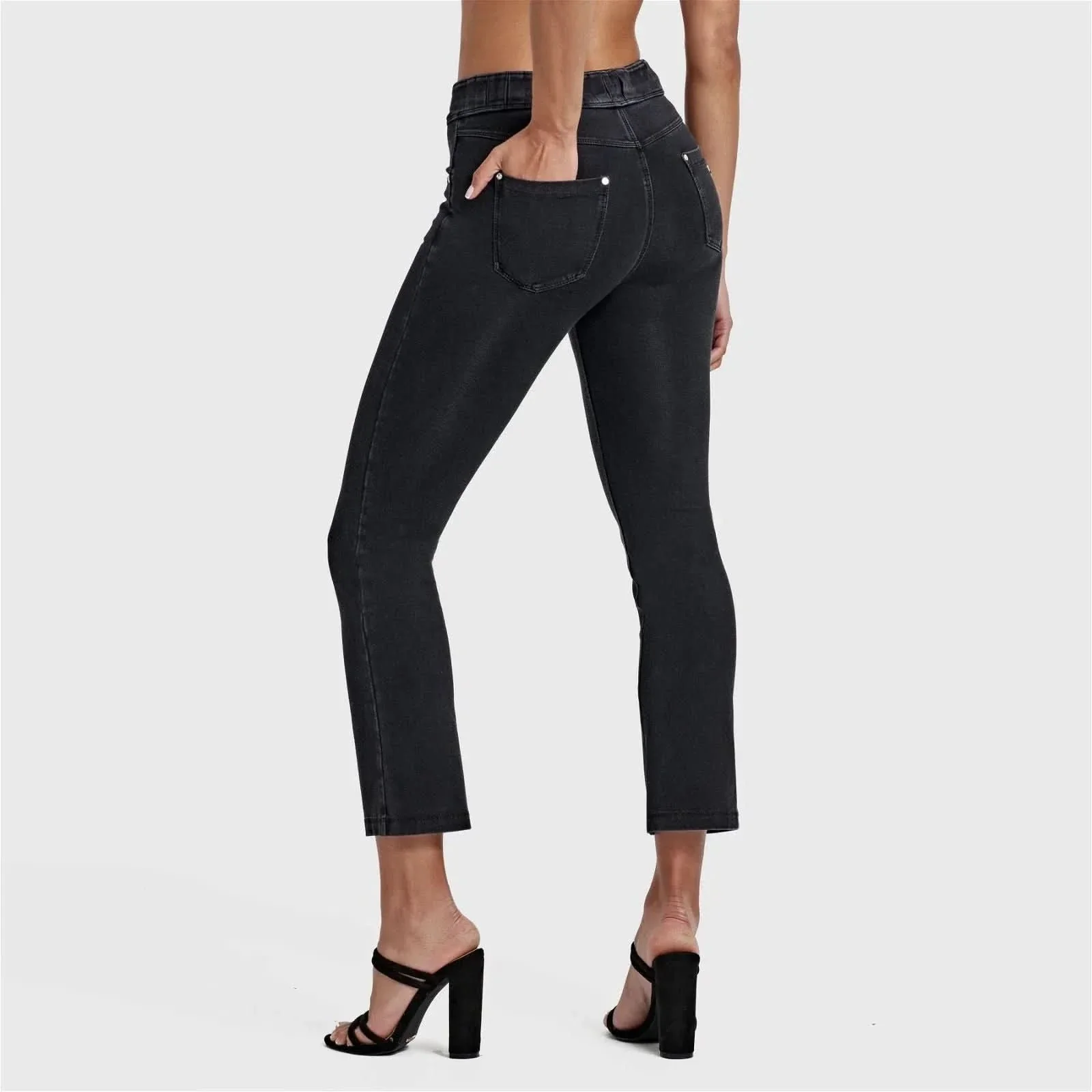 N.O.W® Denim - High Waisted - Kick Flare - Black + Black Stitching - Image 7