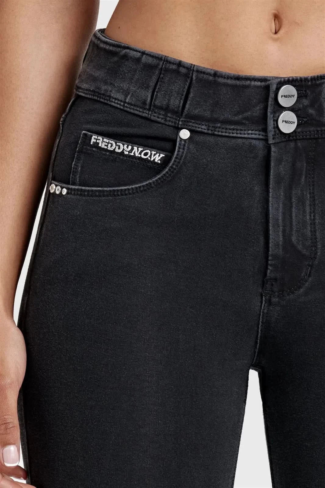 N.O.W® Denim - High Waisted - Kick Flare - Black + Black Stitching - Image 8