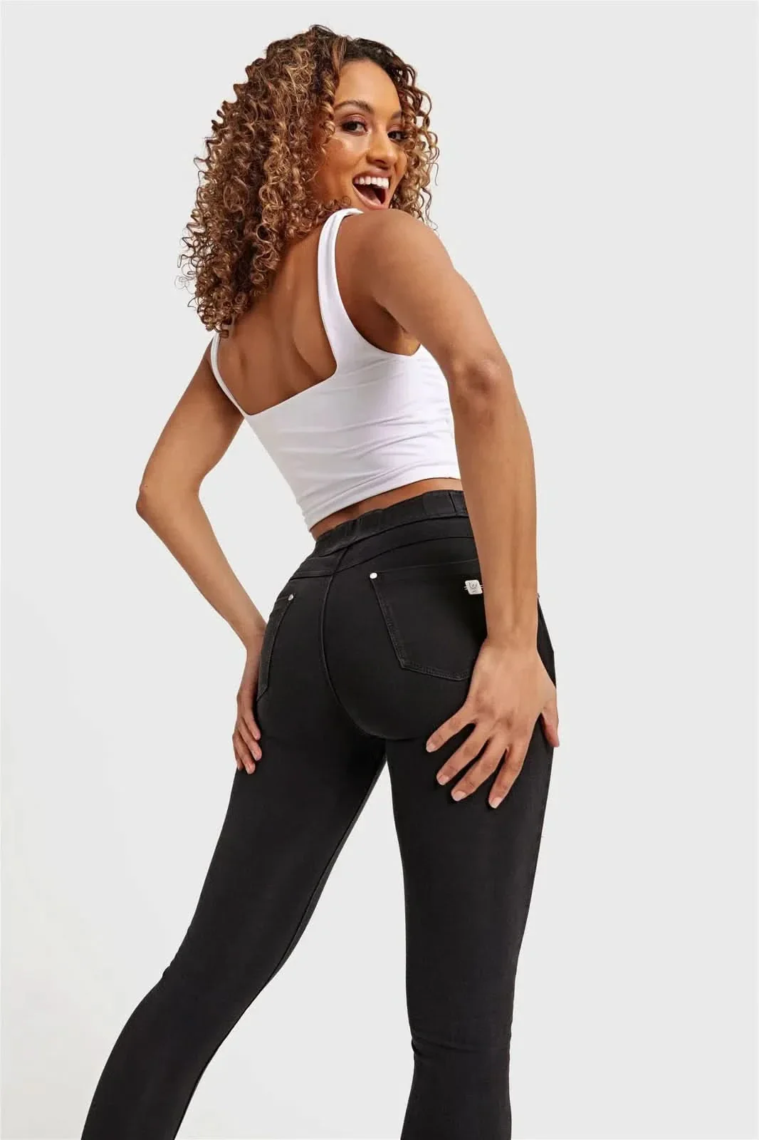 N.O.W® Denim - High Waisted - Ankle Length - Black + Black Stitching - Image 2