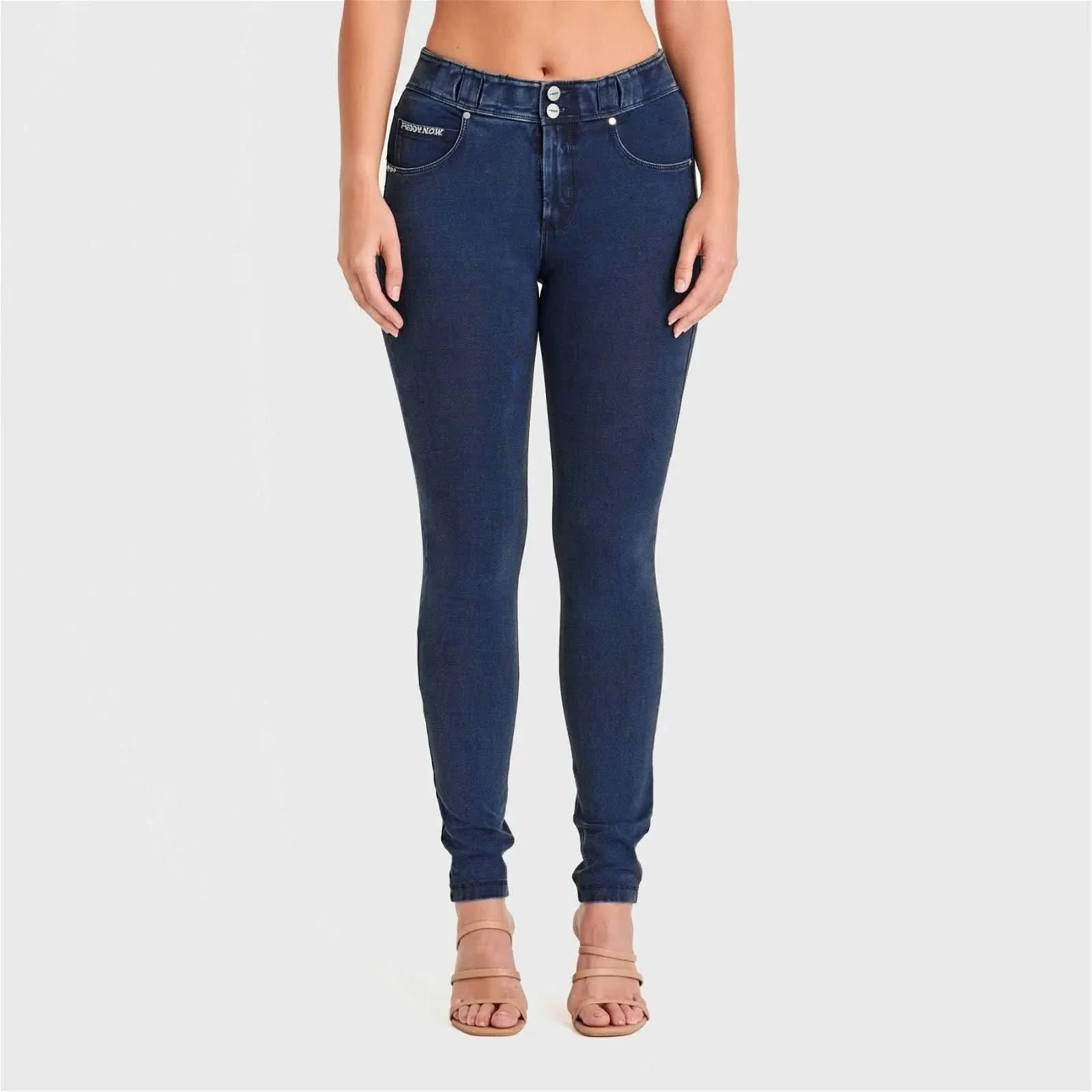 N.O.W® Denim - High Waisted - Ankle Length - Dark Blue + Blue Stitching - Image 4