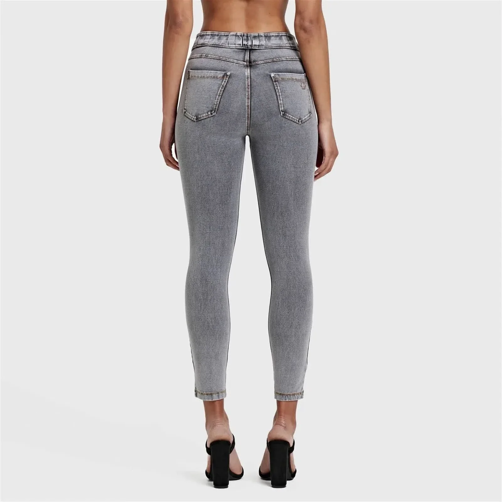 N.O.W® Denim - High Waisted - Ankle Length - Grey + Yellow Stitching - Image 4