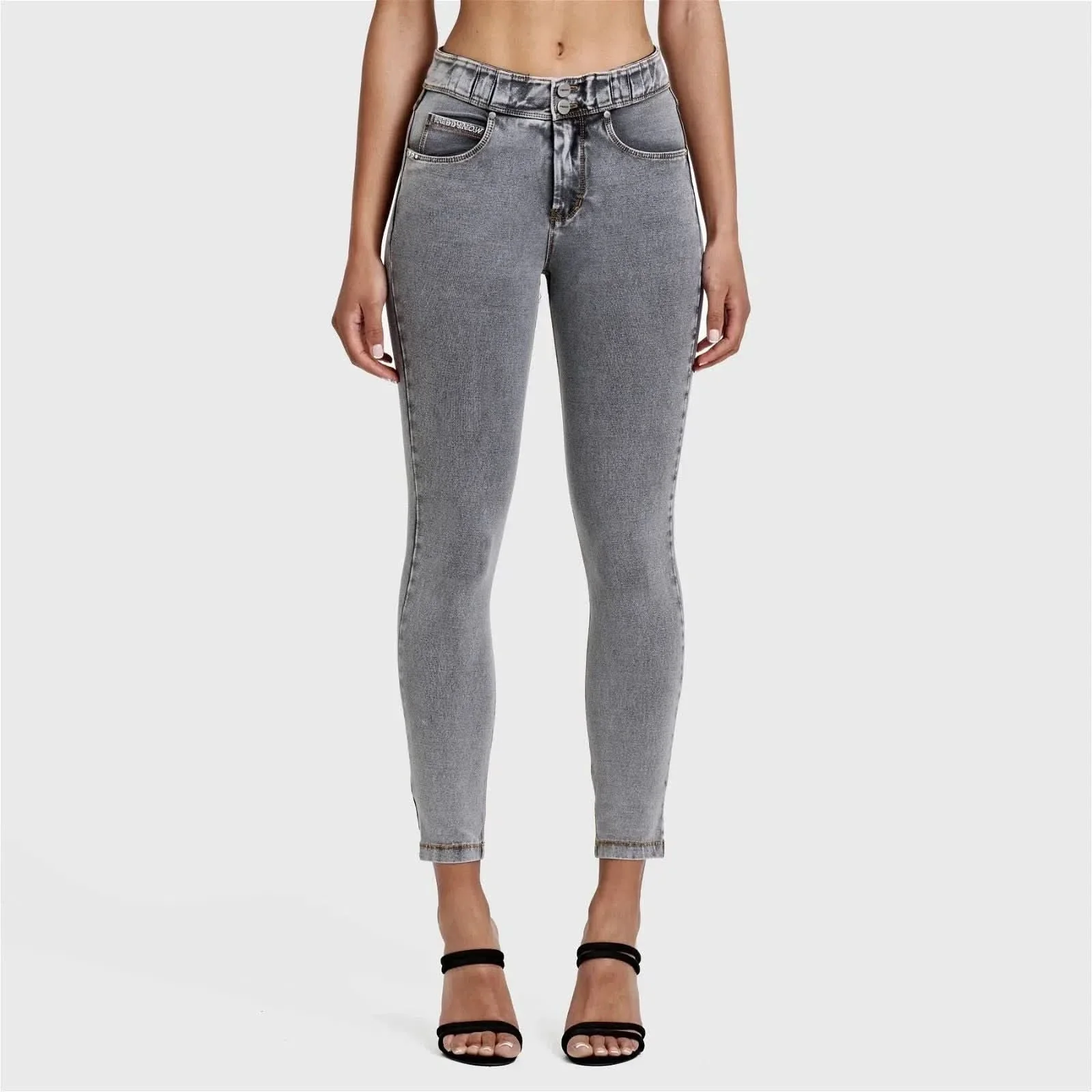 N.O.W® Denim - High Waisted - Ankle Length - Grey + Yellow Stitching - Image 6