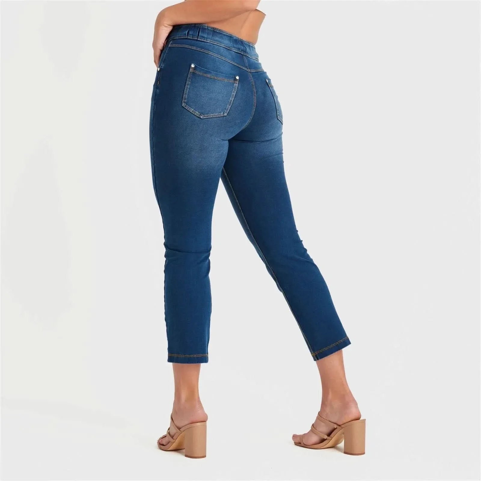 N.O.W® Denim Limited Edition - High Waisted - Kick Flare - Blue + Yellow Stitching - Image 6