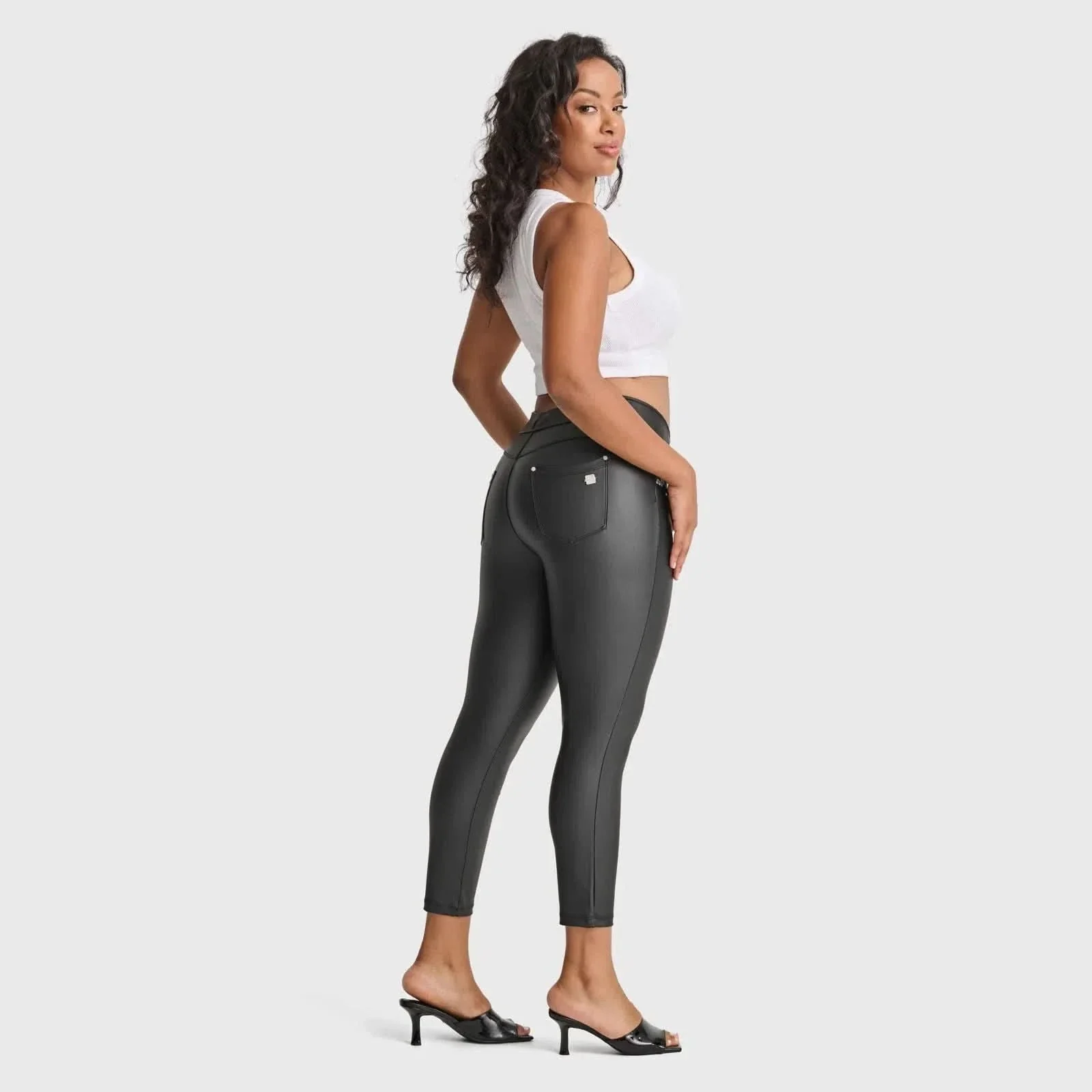 N.O.W® Faux Leather - High Waisted - Ankle Length - Black - Image 3