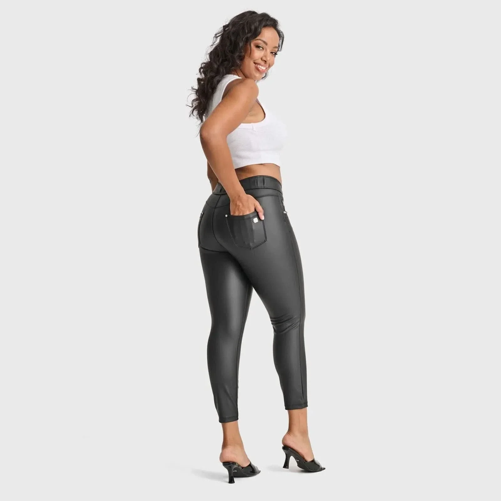 N.O.W® Faux Leather - High Waisted - Ankle Length - Black - Image 6