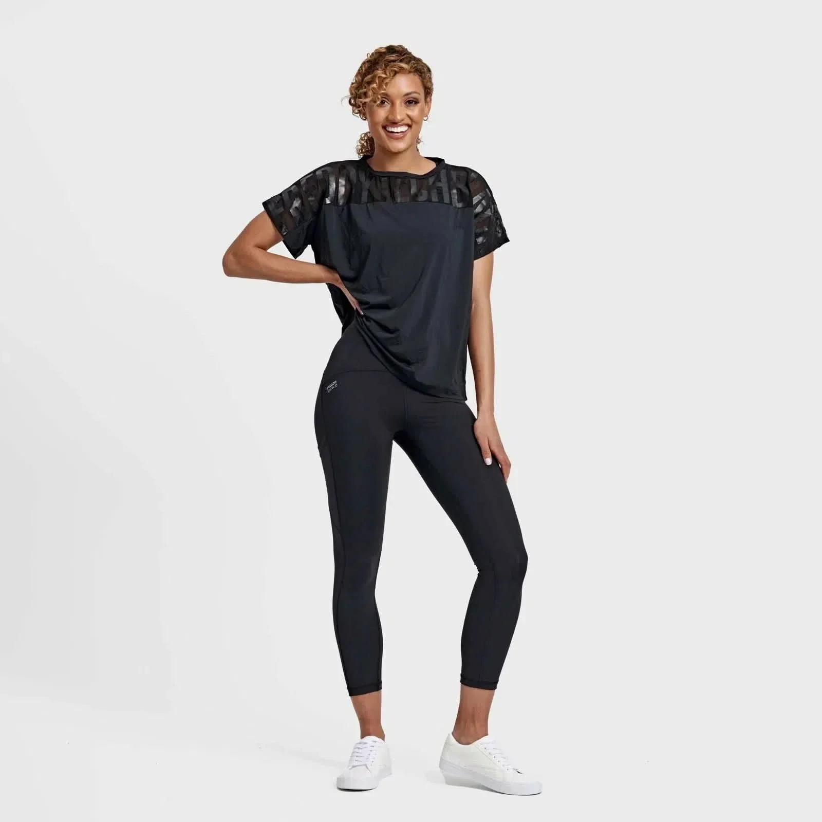 Oversized Mesh Insert Top - Black - Image 3
