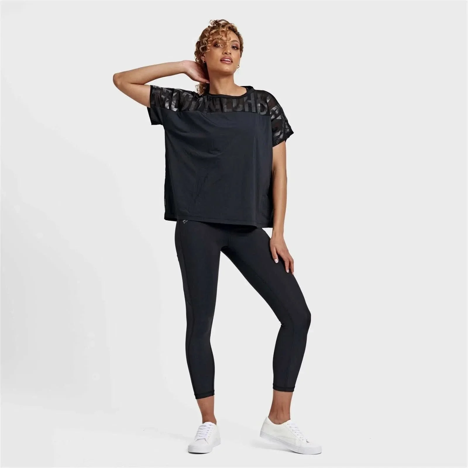 Oversized Mesh Insert Top - Black - Image 6