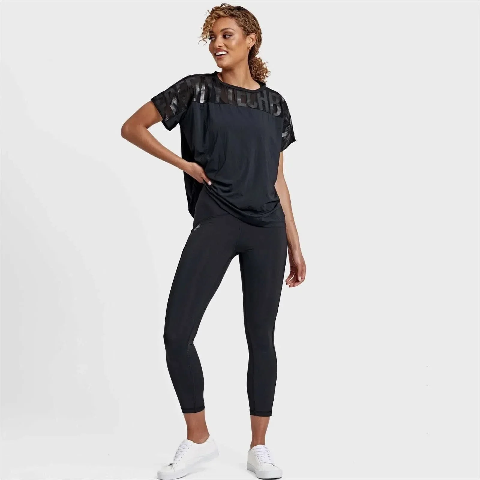 Oversized Mesh Insert Top - Black - Image 7