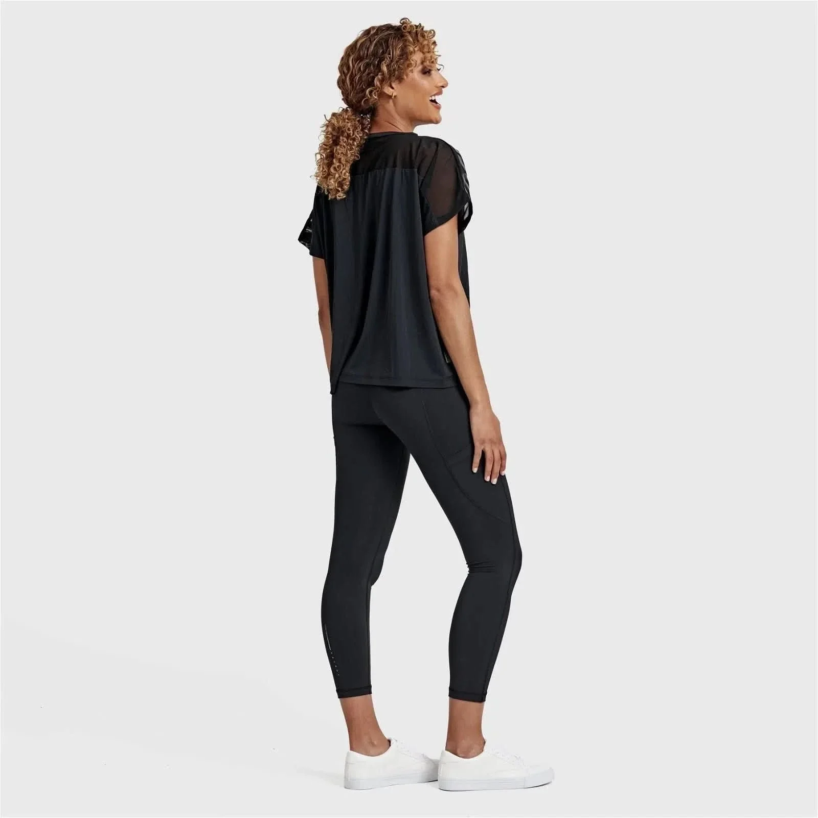 Oversized Mesh Insert Top - Black - Image 8
