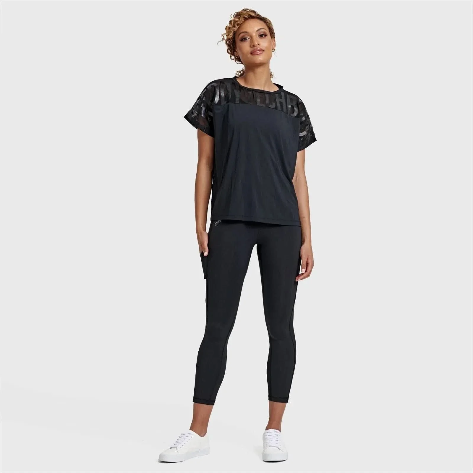Oversized Mesh Insert Top - Black - Image 9