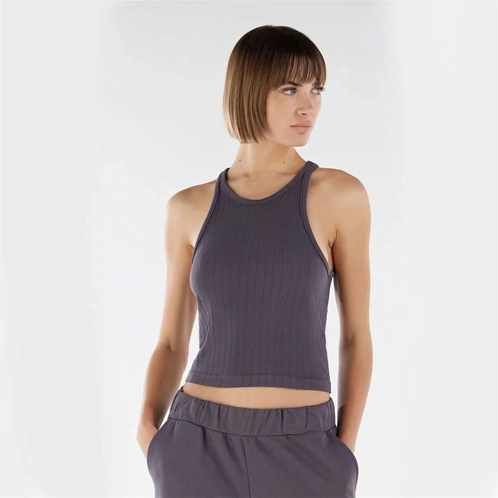 Ribbed Tank Top - Charcoal - Image 5