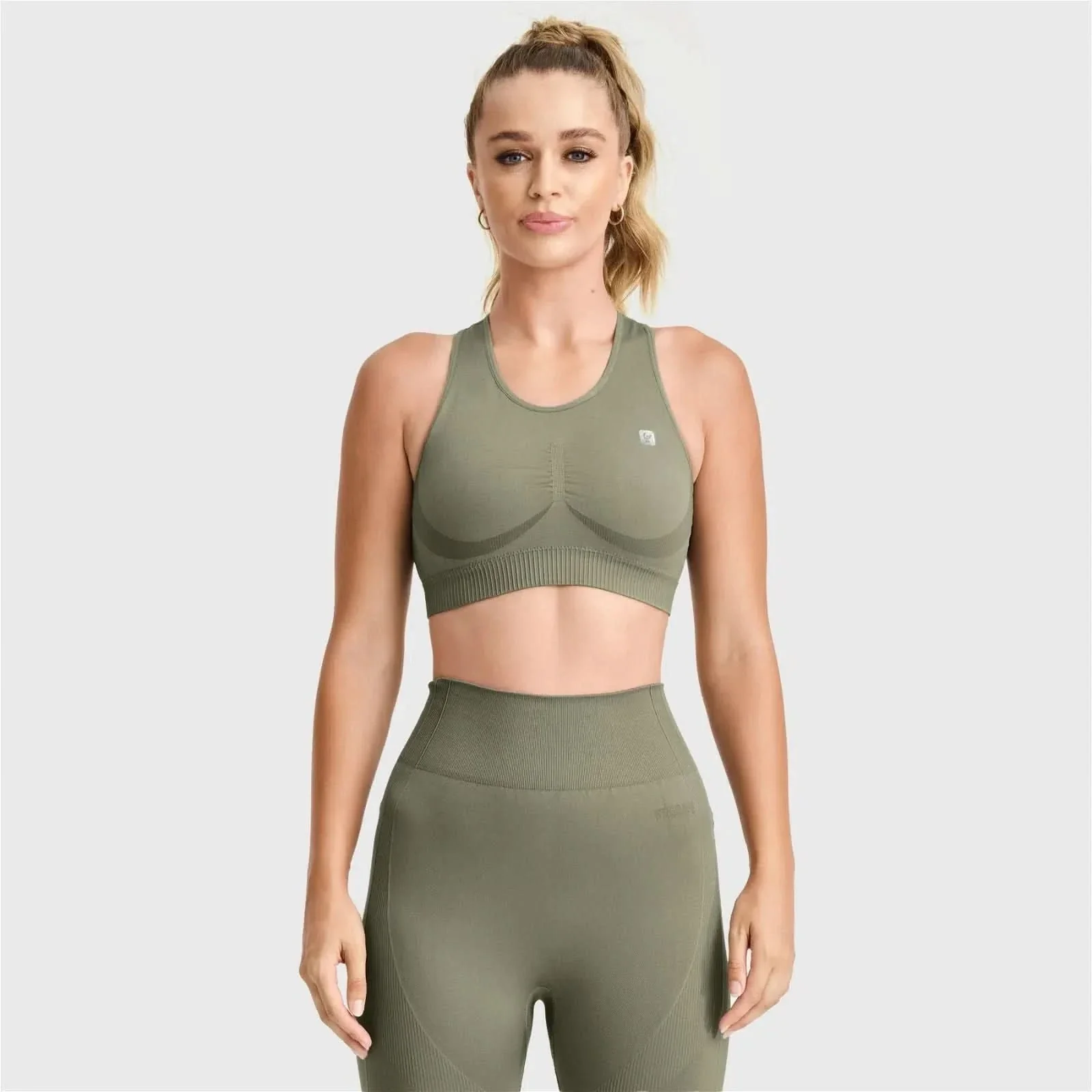 Seamless Sports Bra - Military Green - Image 2