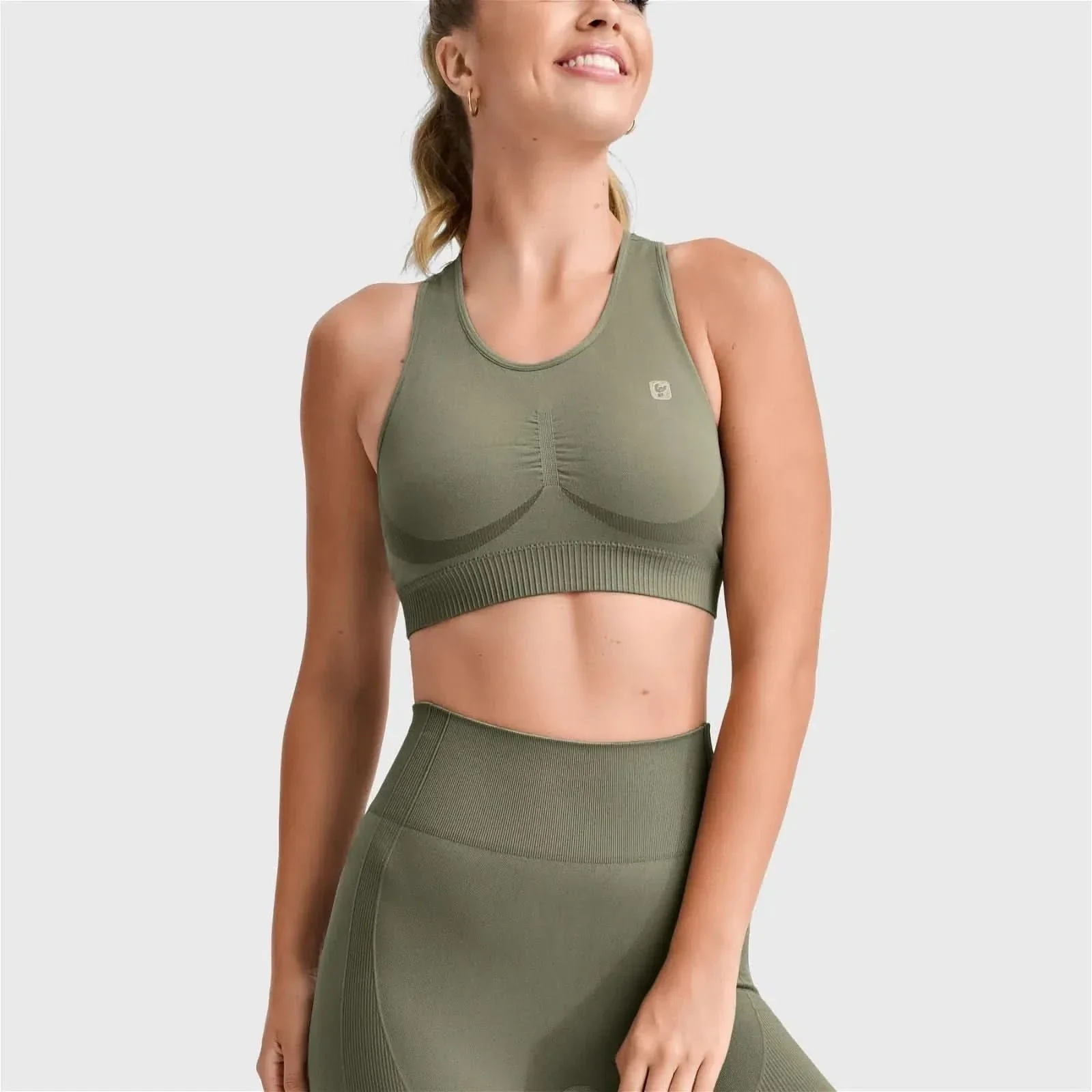 Seamless Sports Bra - Military Green - Image 4