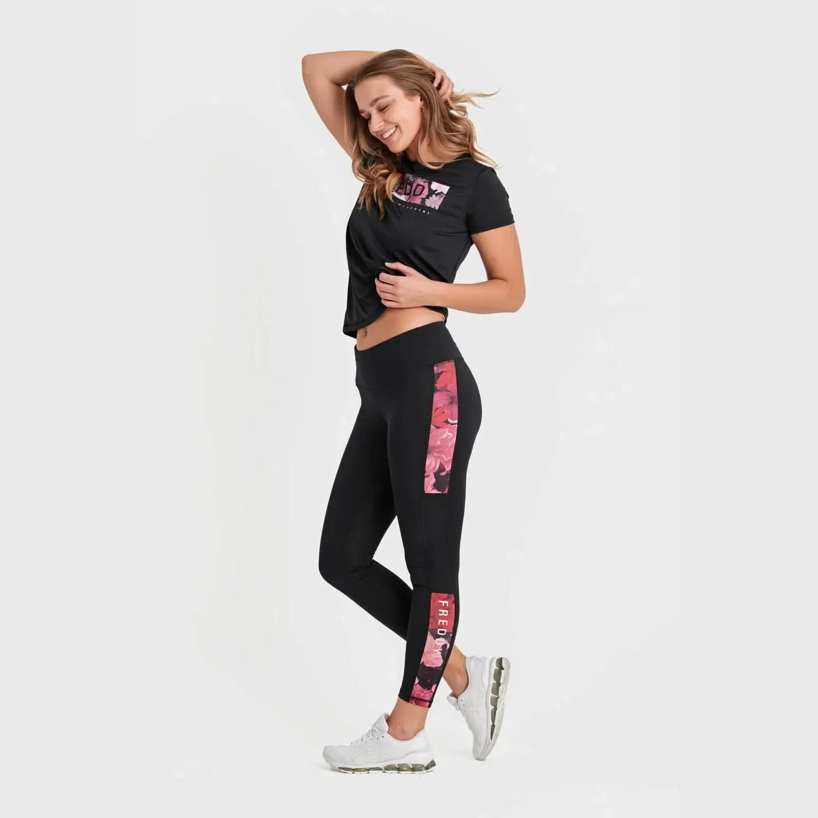 Sports T-Shirt - Black Flower Print Logo - Image 3