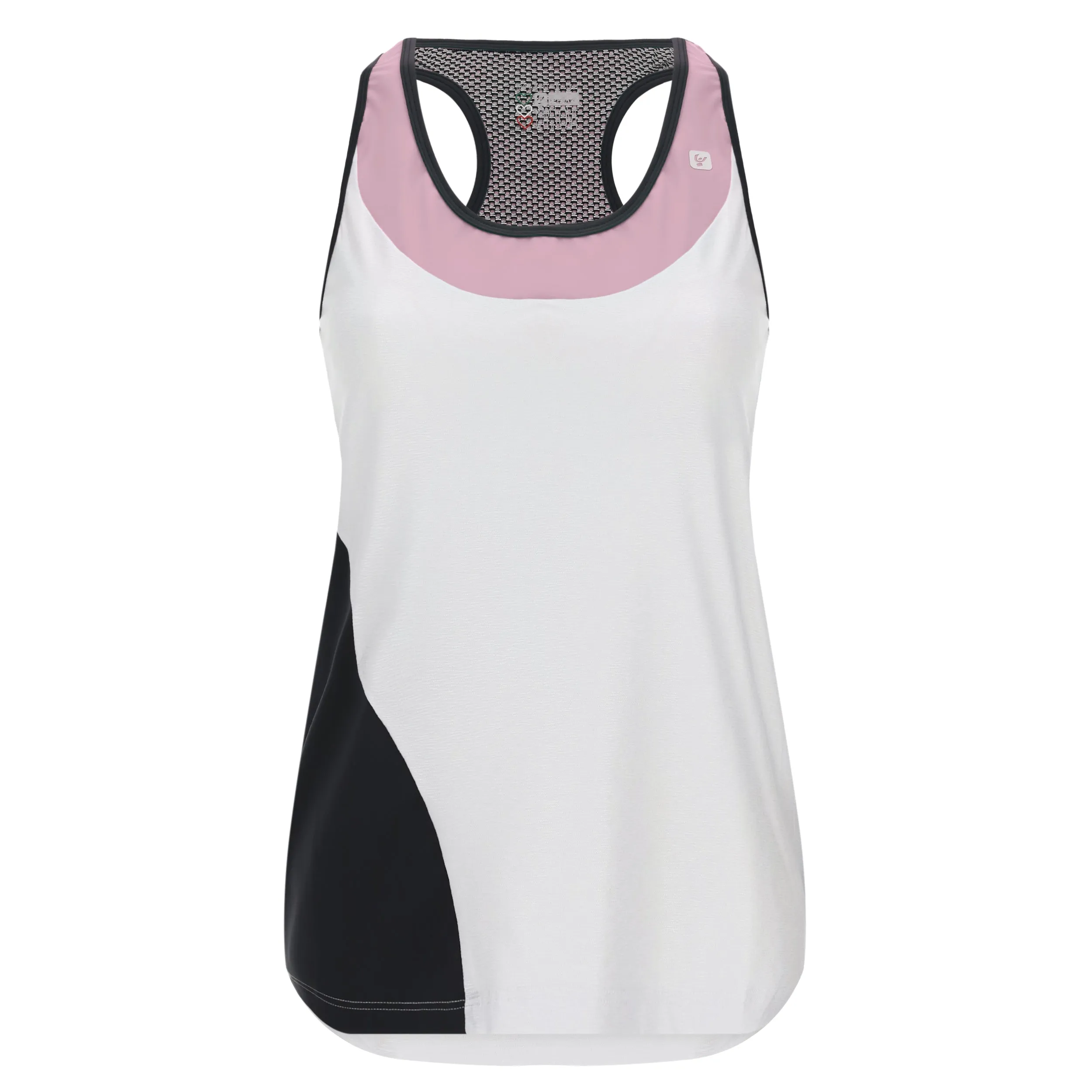 MII Racer Back Tank Top - White + Pink - Image 4