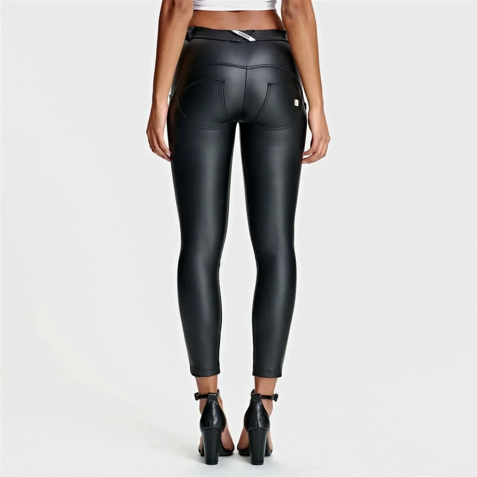 WRUP Faux Leather - Mid Rise - Ankle Length - Black - Image 6