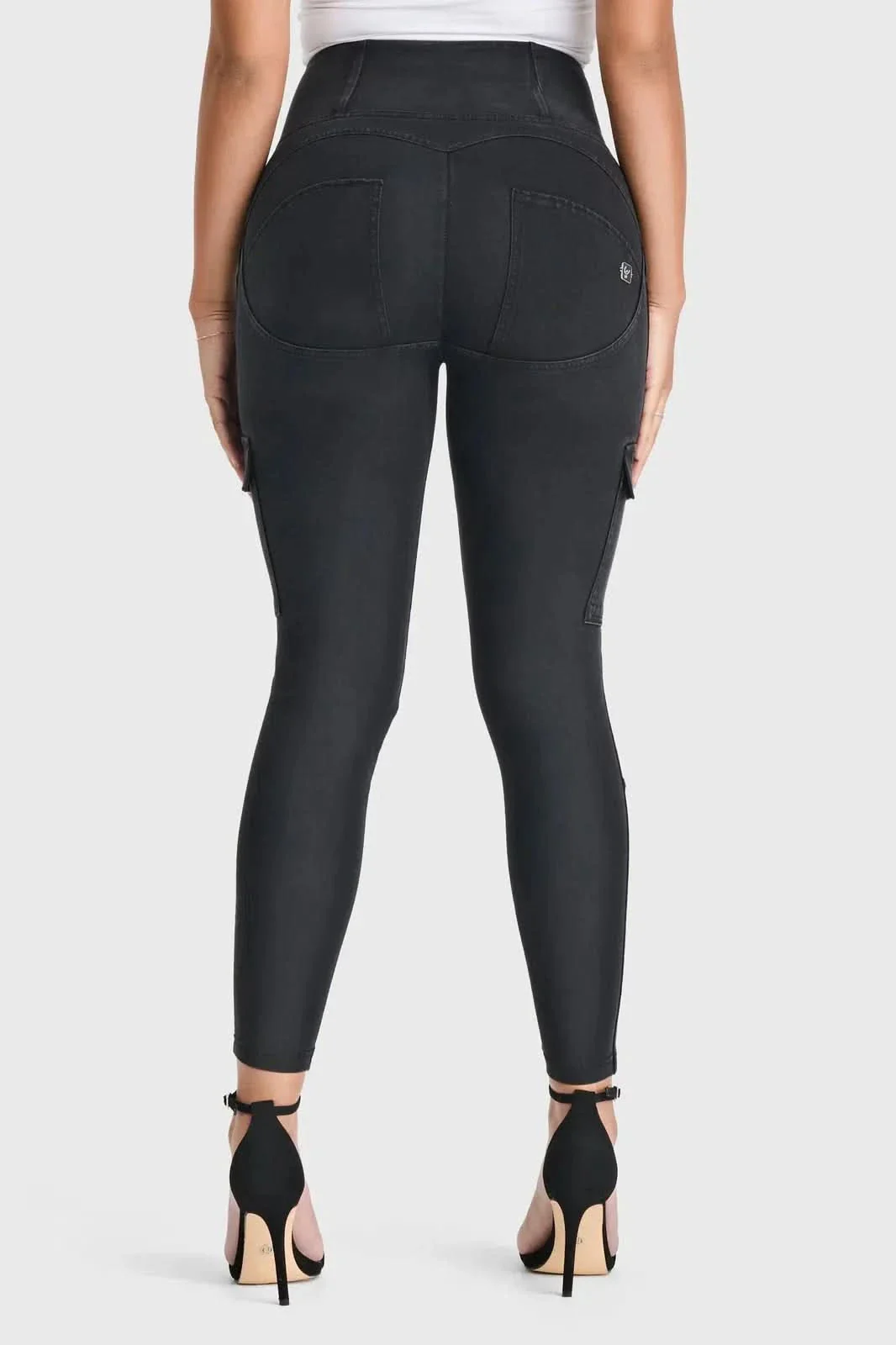 WRUP Cargo Denim - High Waisted - Ankle Length - Black + Black Stitching - Image 4