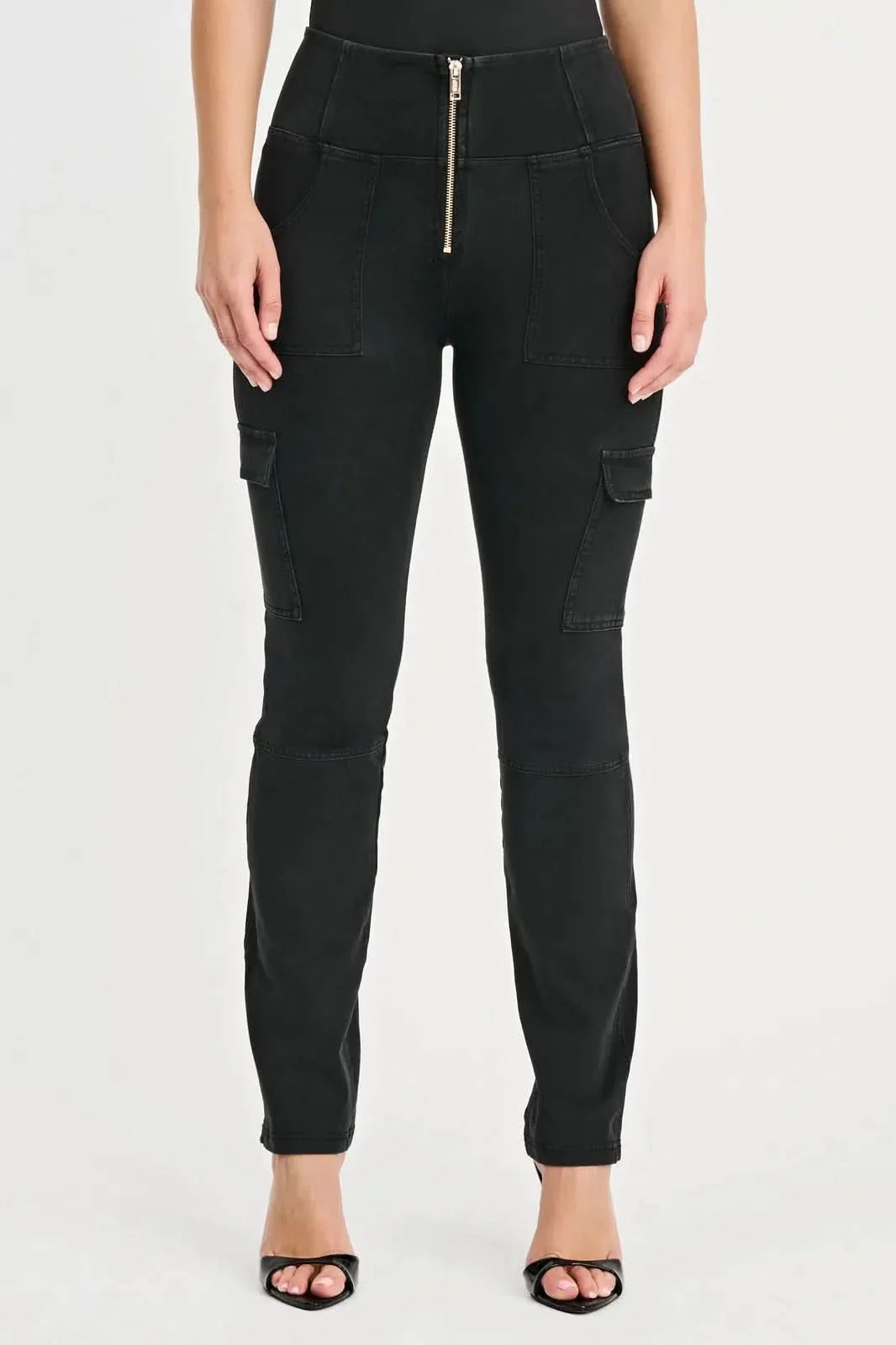 WRUP Cargo Denim - High Waisted - Straight Leg - Black + Black Stitching - Image 8