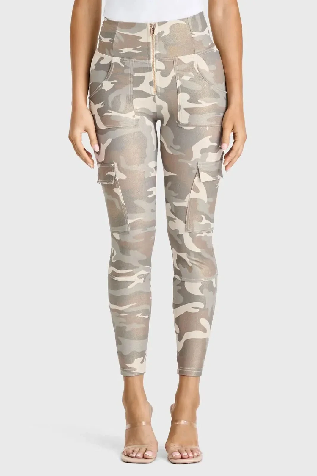 WRUP Cargo Fashion - High Waisted - Ankle Length - Glitter Gold Camo - Image 5