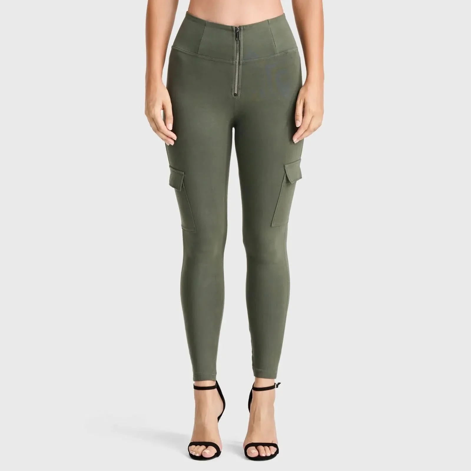 WRUP Cargo Fashion - High Waisted - Ankle Length - Military Green - Image 3