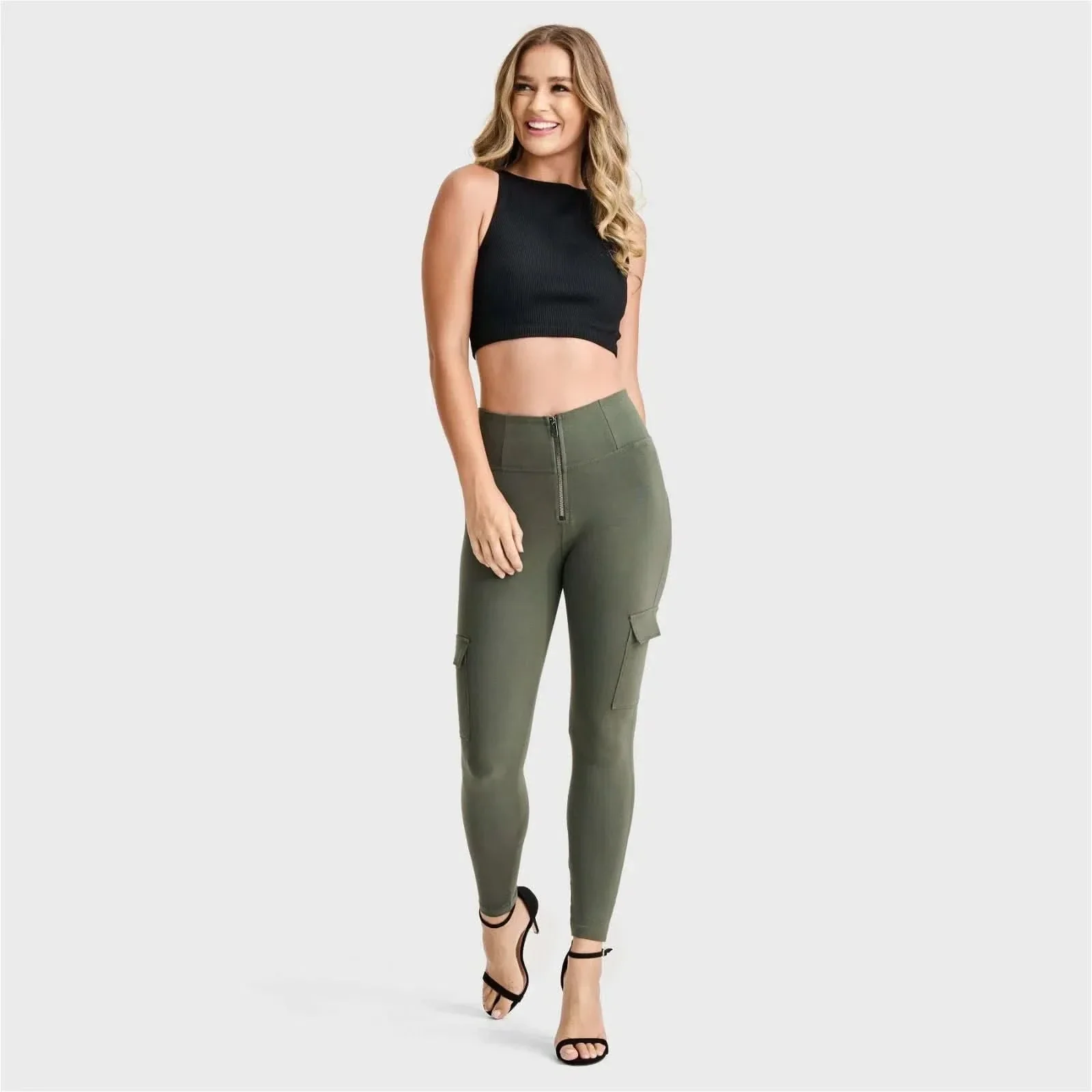 WRUP Cargo Fashion - High Waisted - Ankle Length - Military Green - Image 5