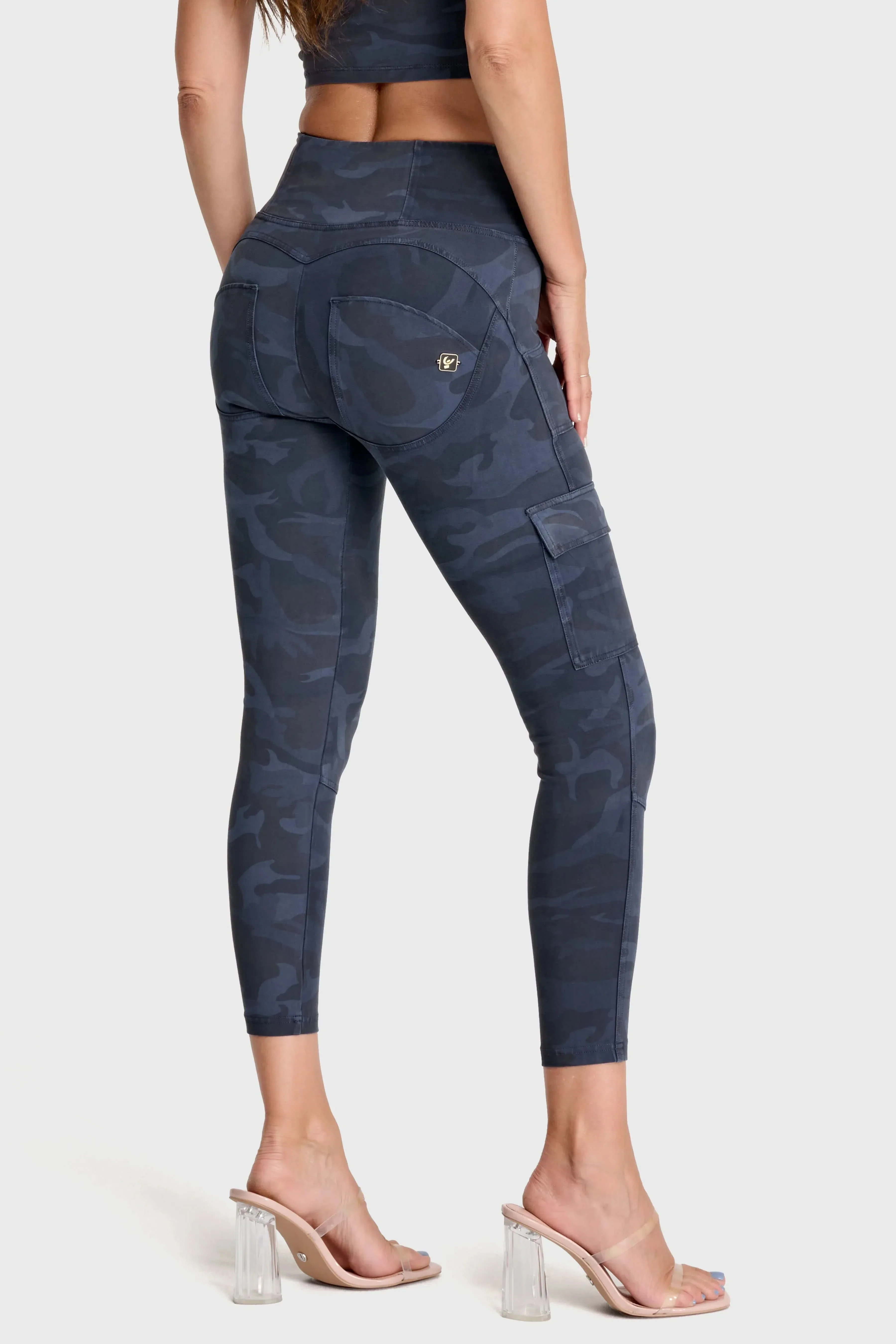 WRUP Cargo Fashion - High Waisted - Ankle Length - Navy Blue Camo - Image 3