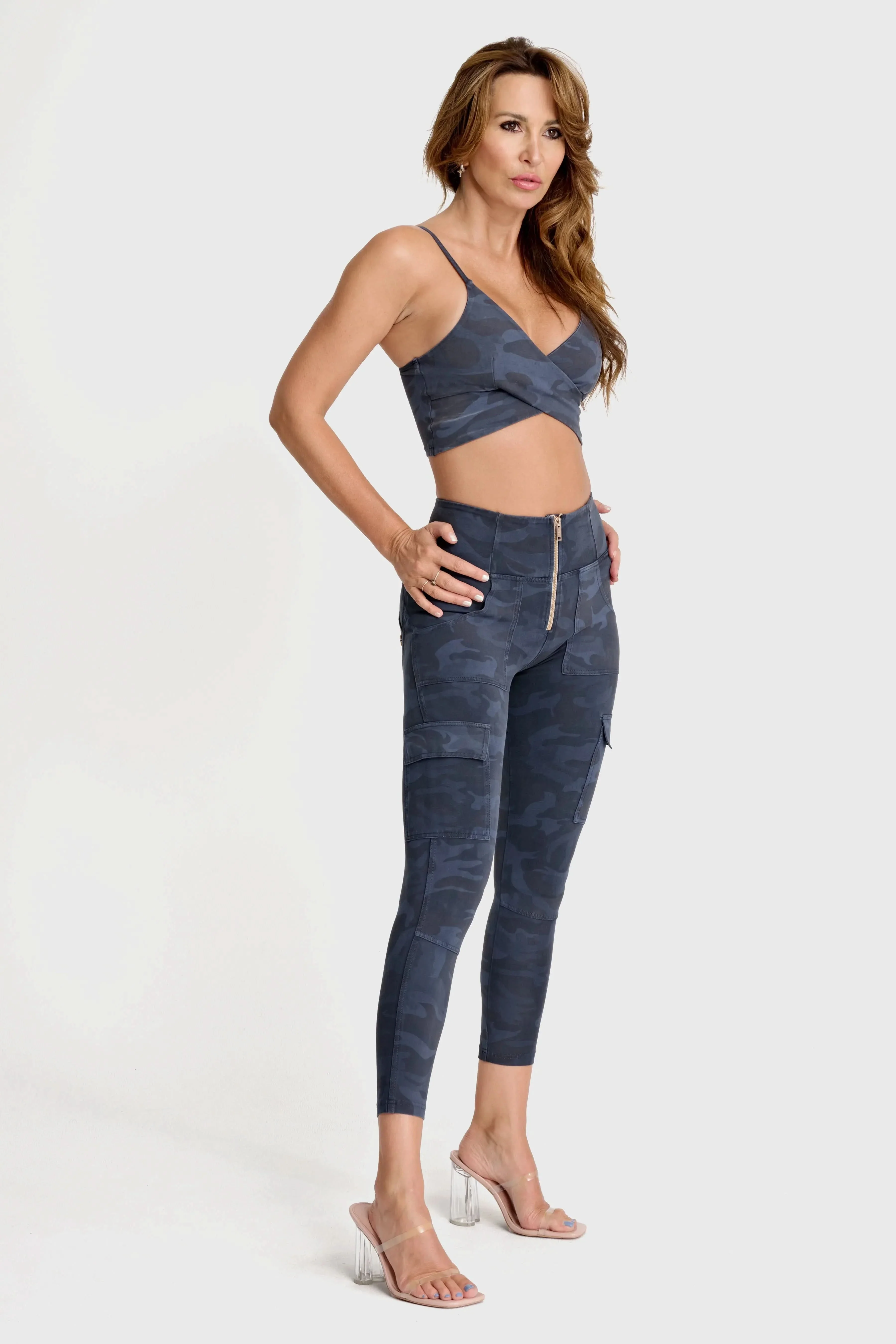 WRUP Cargo Fashion - High Waisted - Ankle Length - Navy Blue Camo - Image 5