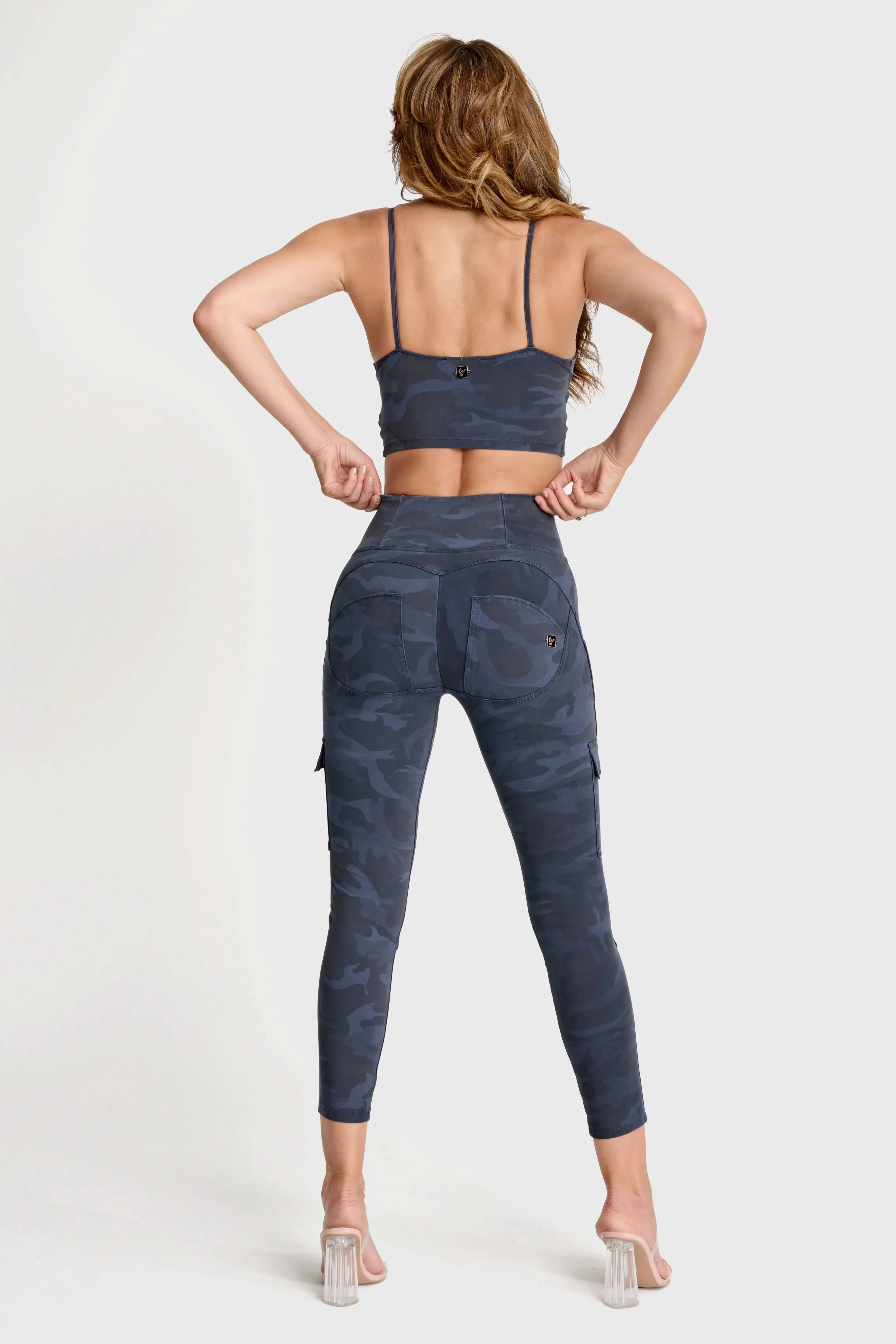 WRUP Cargo Fashion - High Waisted - Ankle Length - Navy Blue Camo - Image 6