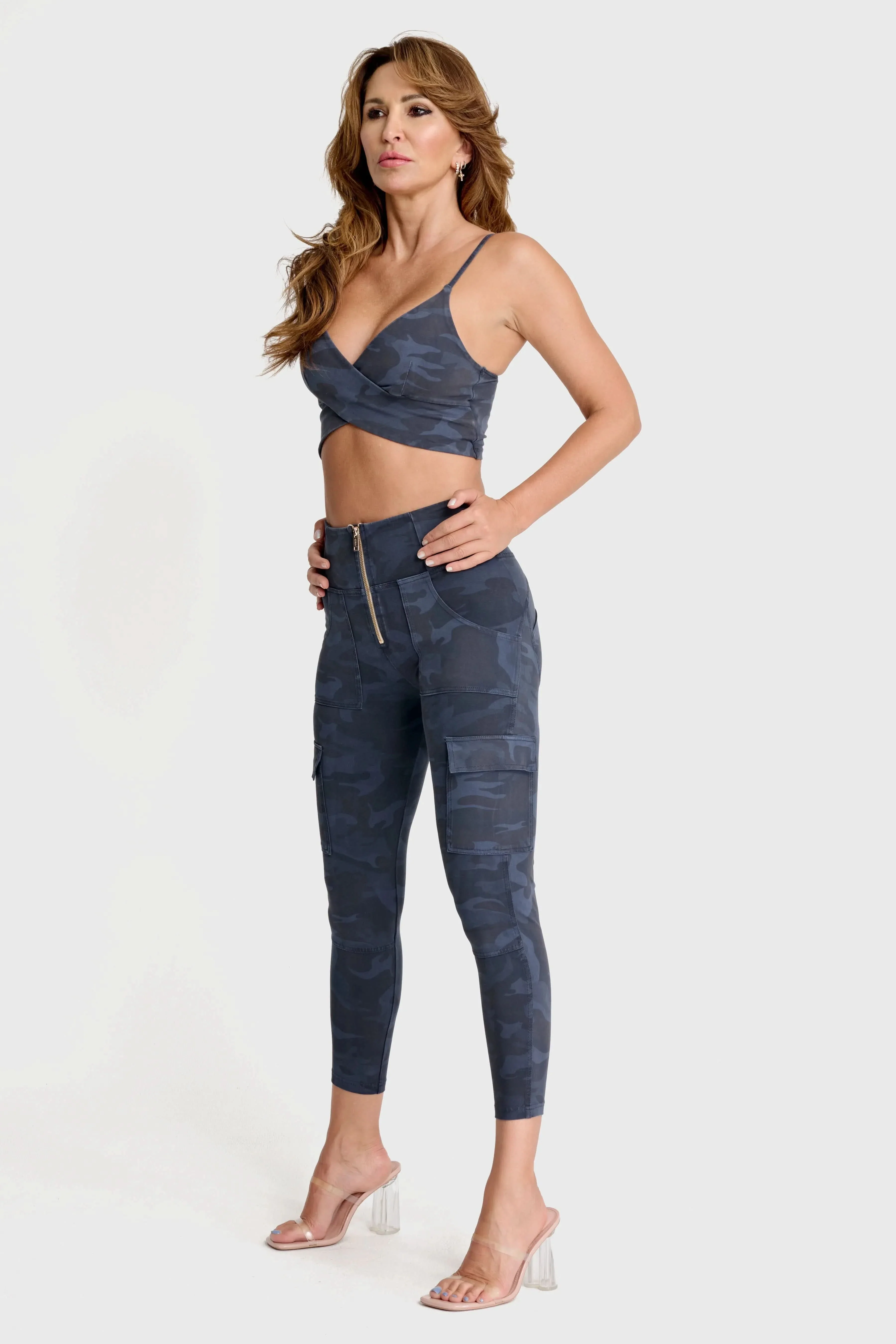WRUP Cargo Fashion - High Waisted - Ankle Length - Navy Blue Camo - Image 7