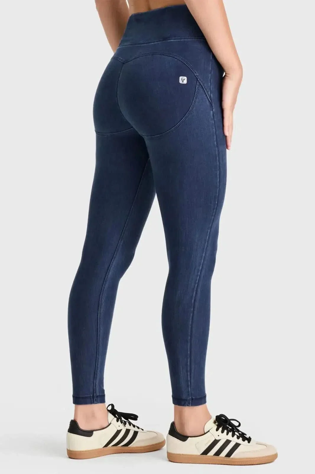 WRUP Core Denim - Super High Waisted - Ankle Length - Dark Blue + Blue Stitching - Image 2