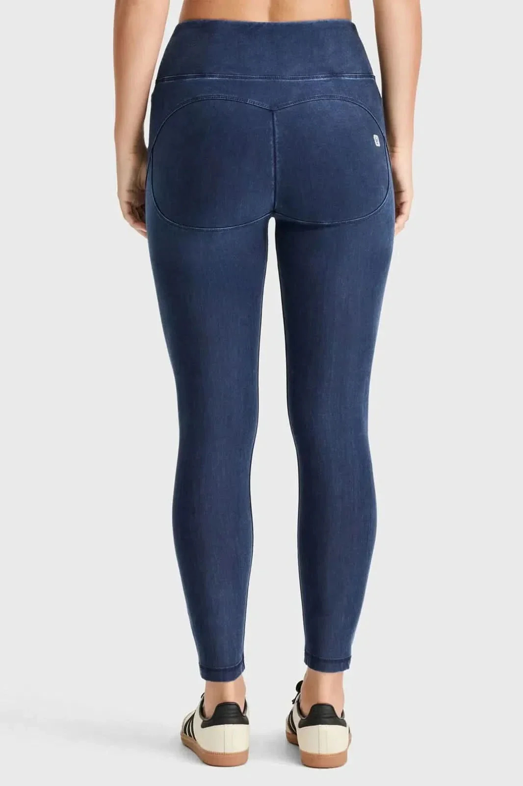 WRUP Core Denim - Super High Waisted - Ankle Length - Dark Blue + Blue Stitching - Image 3