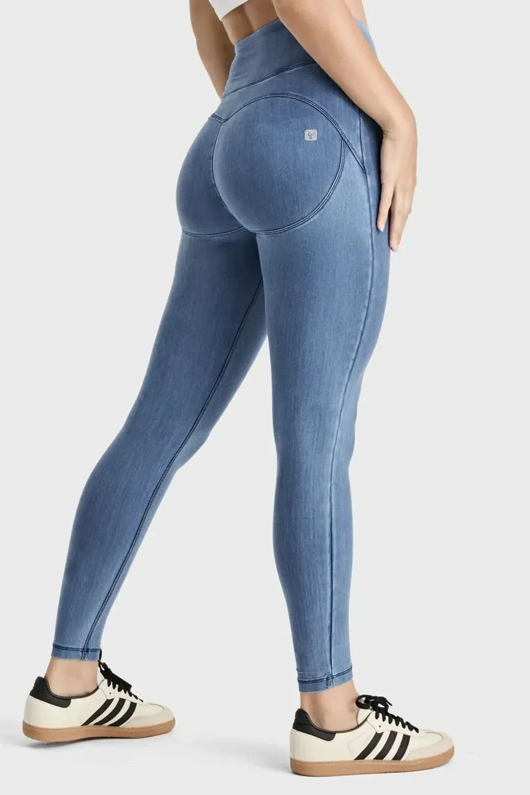 WRUP Core Denim - Super High Waisted - Ankle Length - Light Blue + Blue Stitching - Image 2