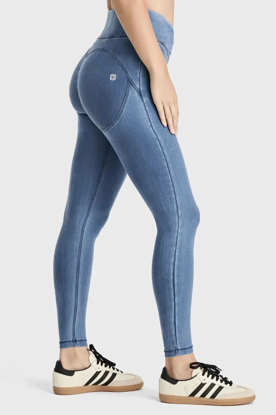 WRUP Core Denim - Super High Waisted - Ankle Length - Light Blue + Blue Stitching - Image 5