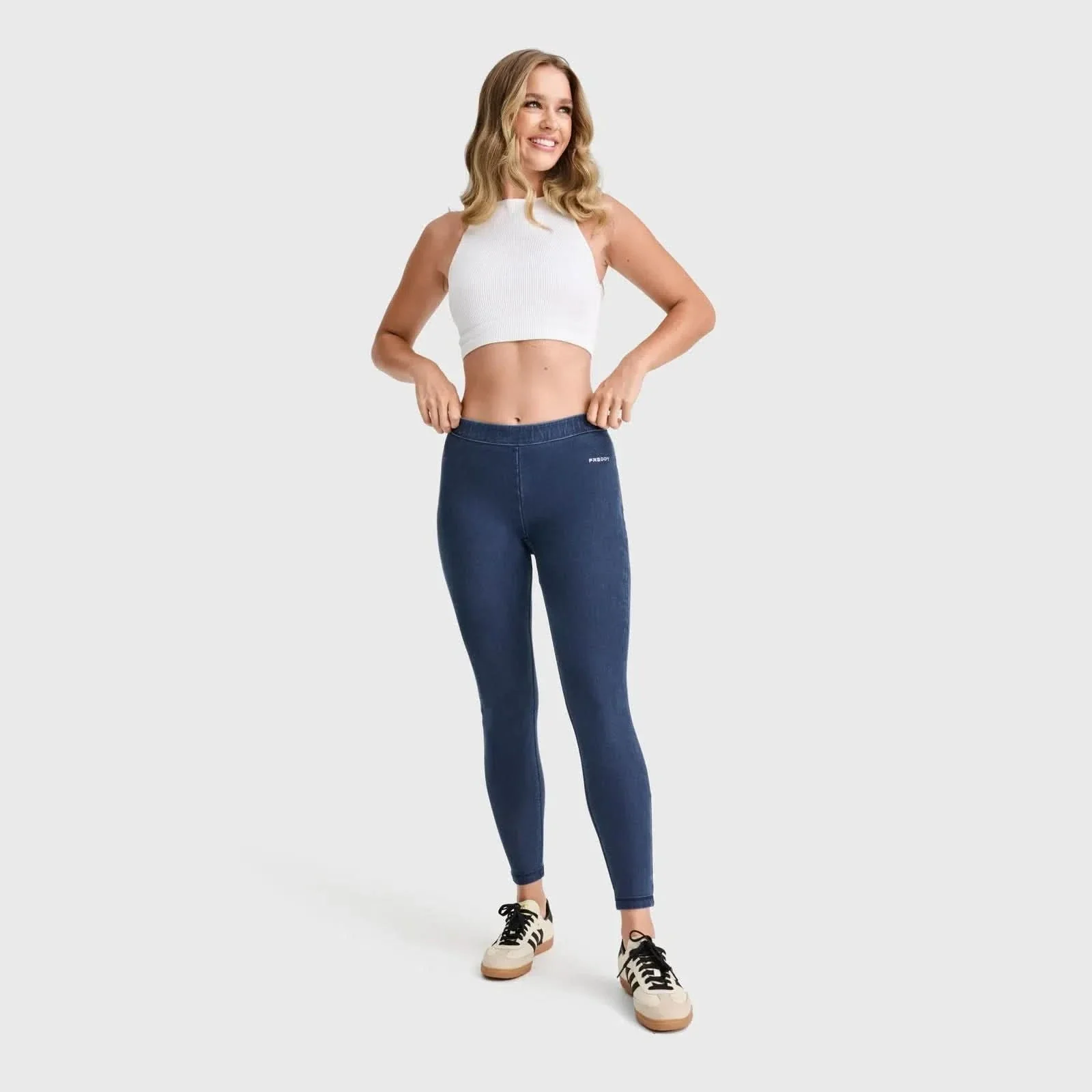 WRUP Core Denim - Mid Rise - Ankle Length - Dark Blue + Blue Stitching - Image 3