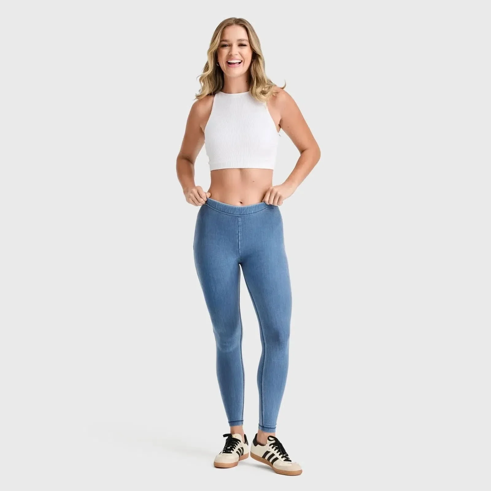 WRUP Core Denim - Mid Rise - Ankle Length - Light Blue + Blue Stitching - Image 2