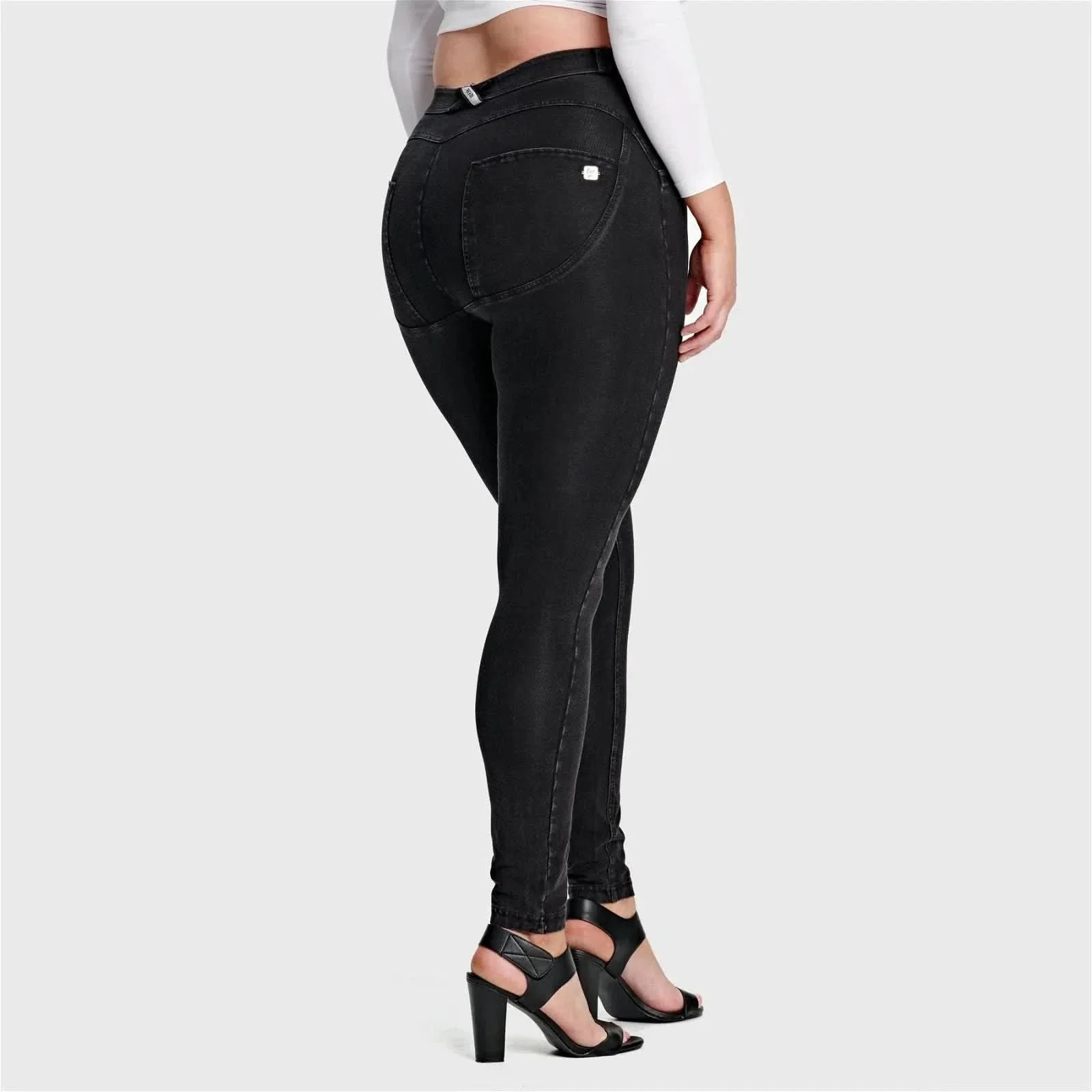 WRUP Curvy Denim - High Waisted - Full Length - Black + Black Stitching - Image 4