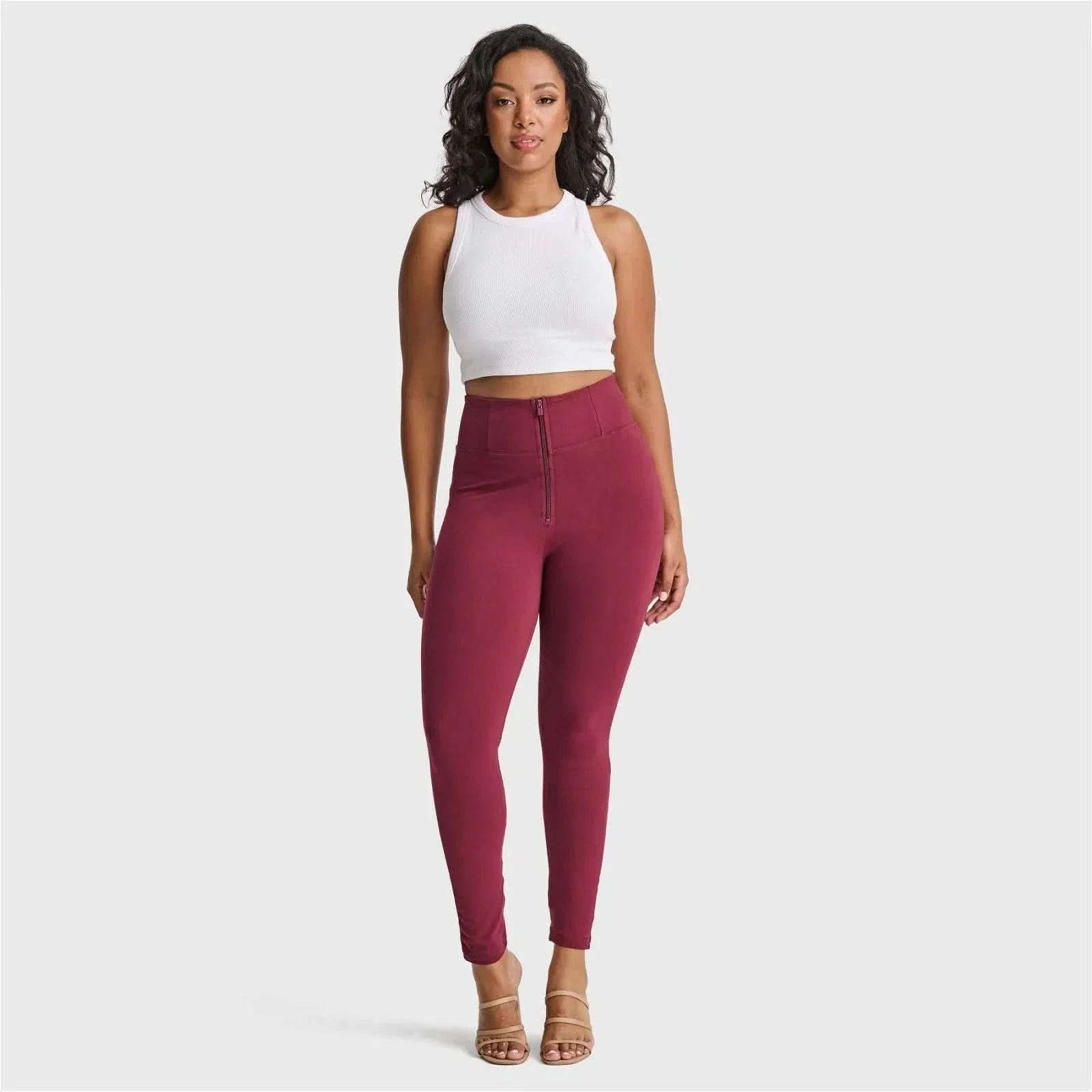 WRUP Curvy Fashion - Zip High Waisted - Full Length - Burgundy - Image 6
