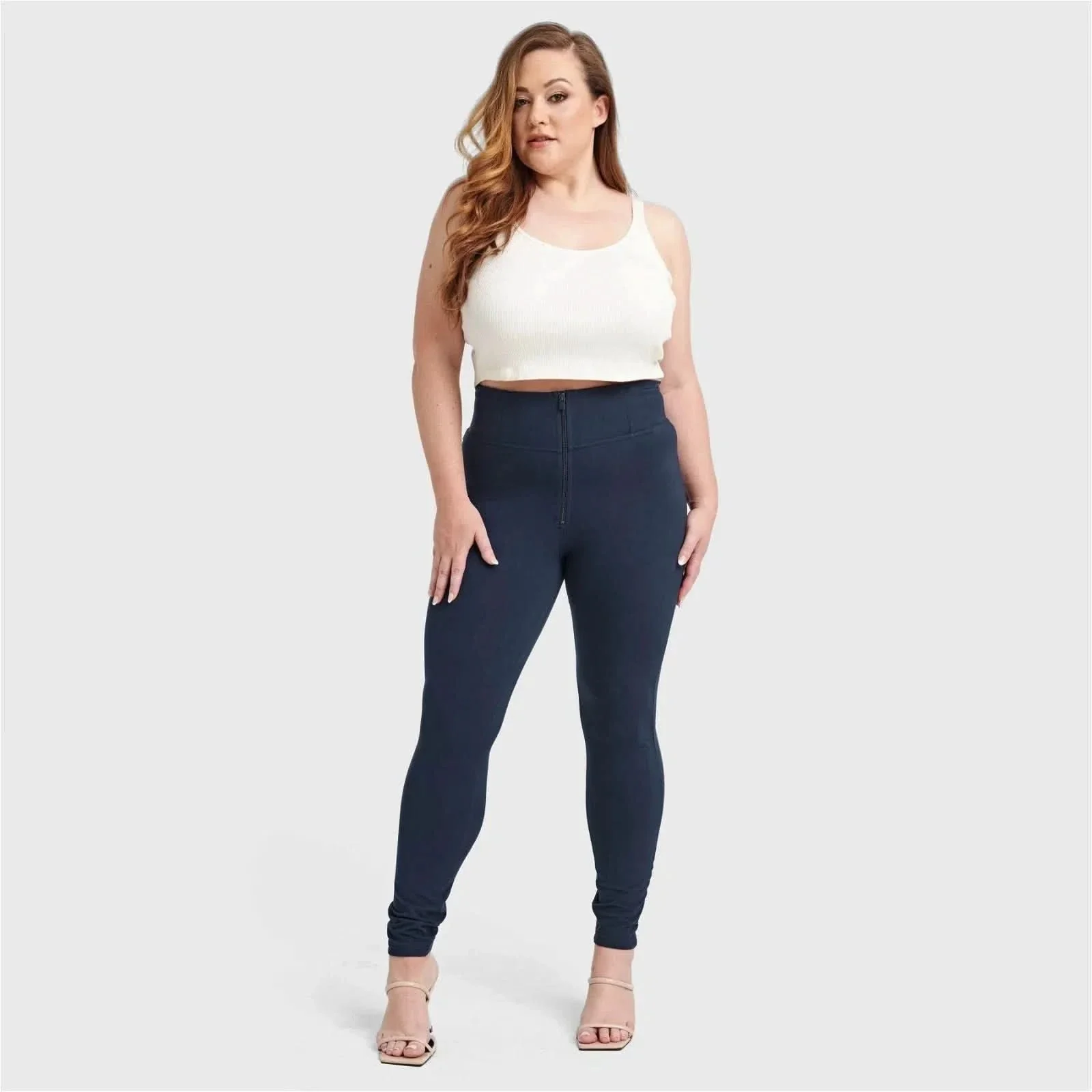 WRUP Curvy Fashion - Zip High Waisted - Full Length - Navy Blue - Image 3