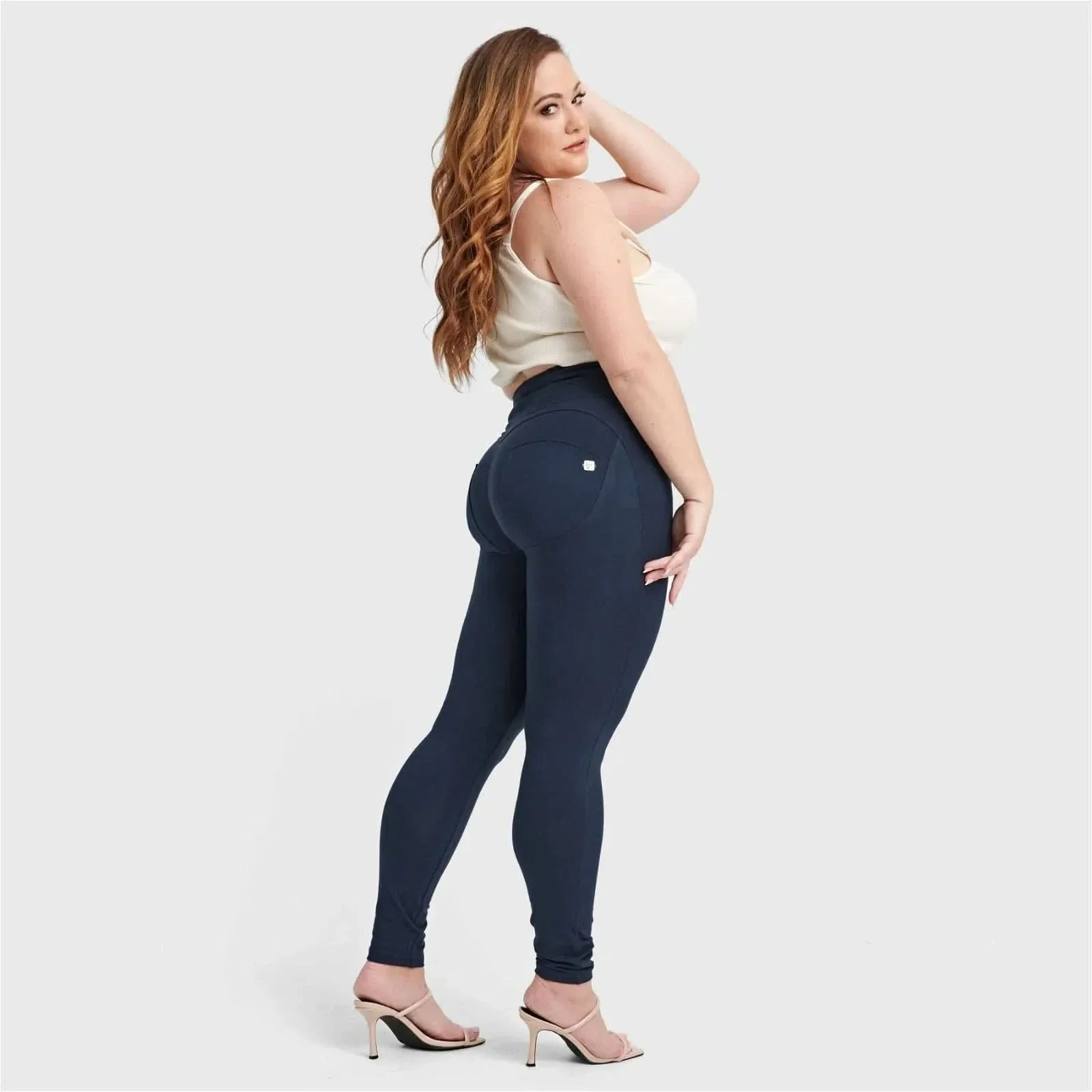 WRUP Curvy Fashion - Zip High Waisted - Full Length - Navy Blue - Image 4