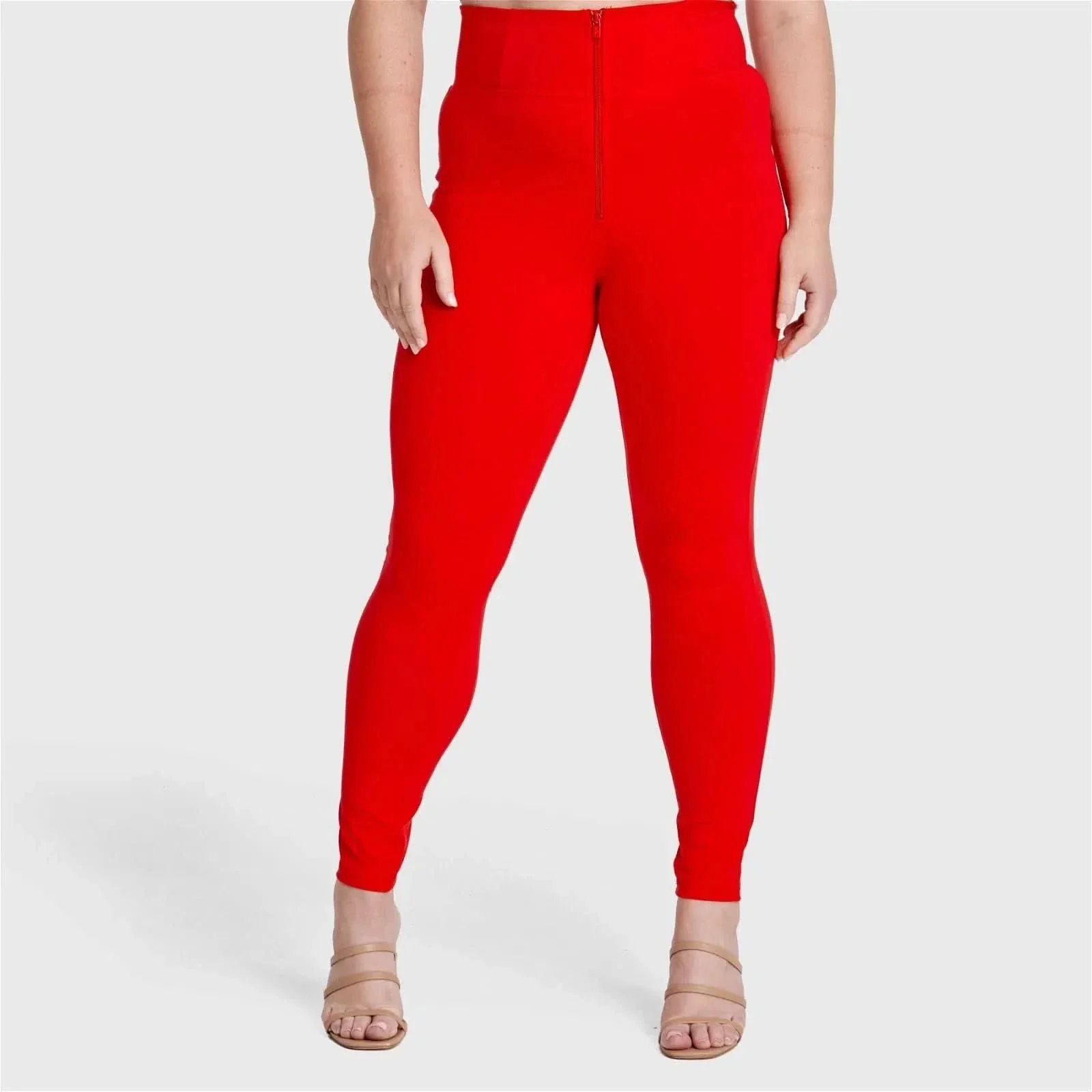 WRUP Curvy Fashion - Zip High Waisted - Full Length - Red