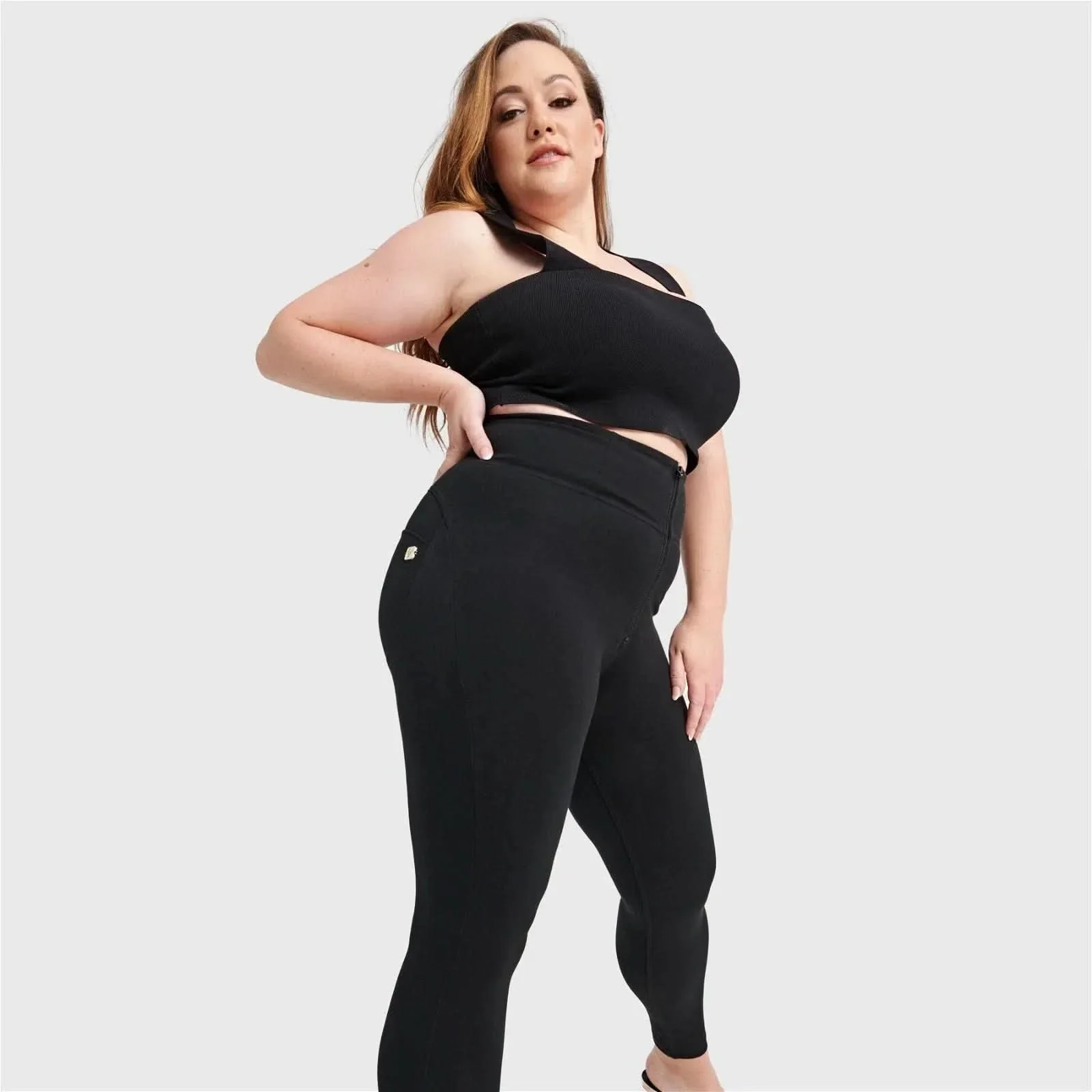 WRUP Curvy Fashion - Zip High Waisted - Ankle Length - Black - Image 3