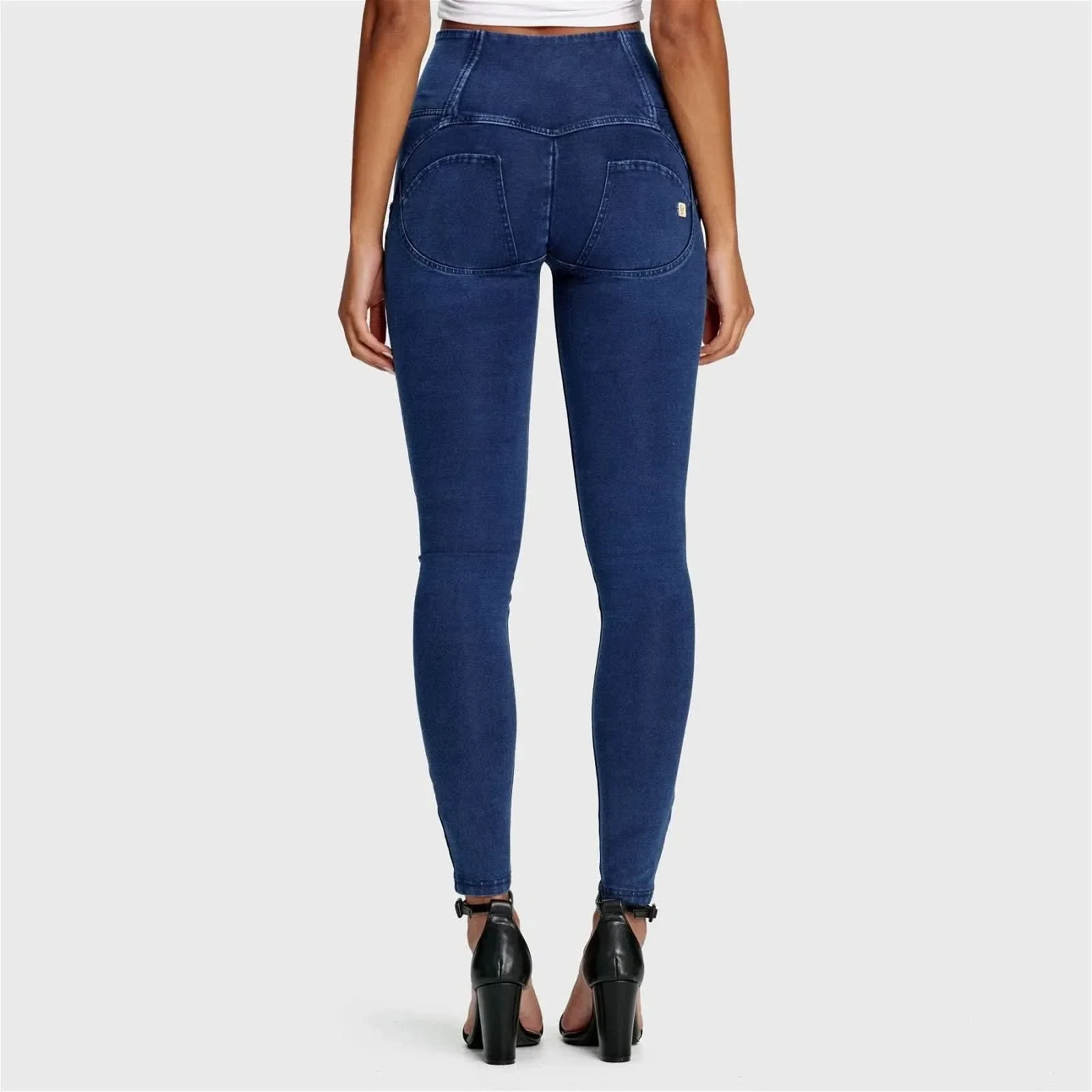 WRUP Denim - 3 Button High Waisted - Full Length - Dark Blue + Blue Stitching - Image 12